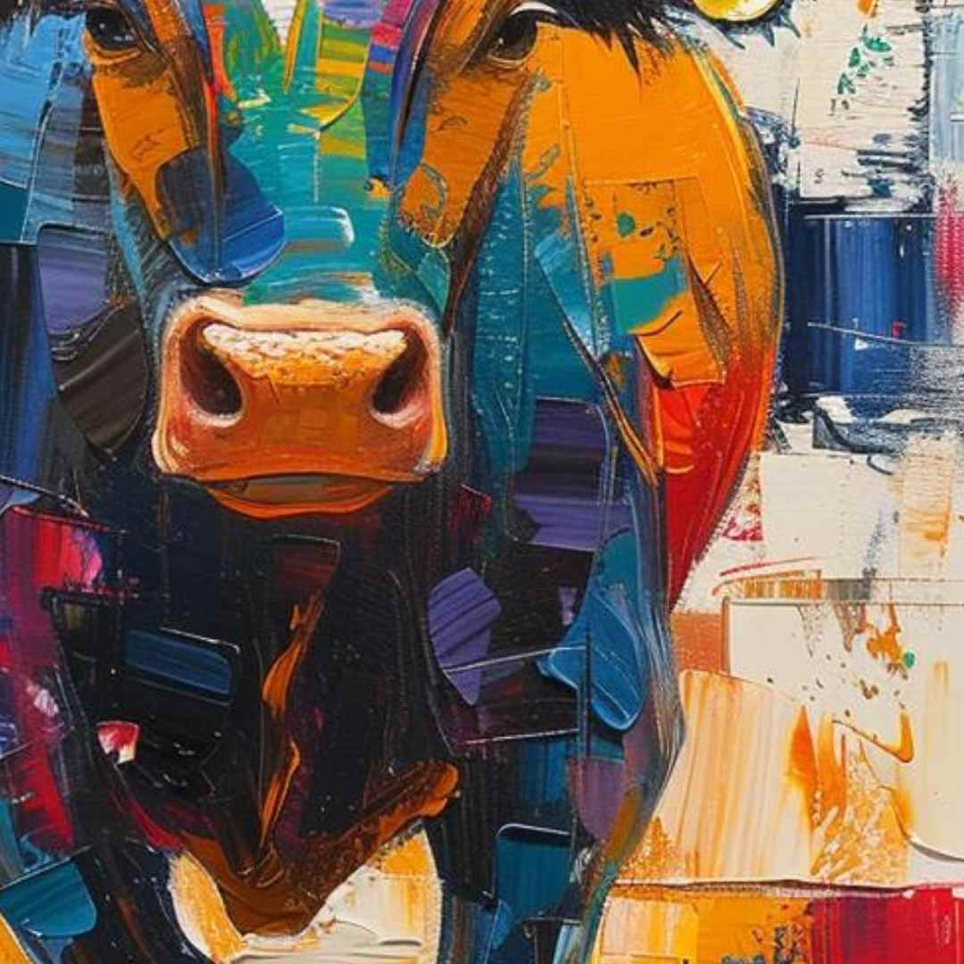 Painting the Bravo Bull in Color 100x80 cm