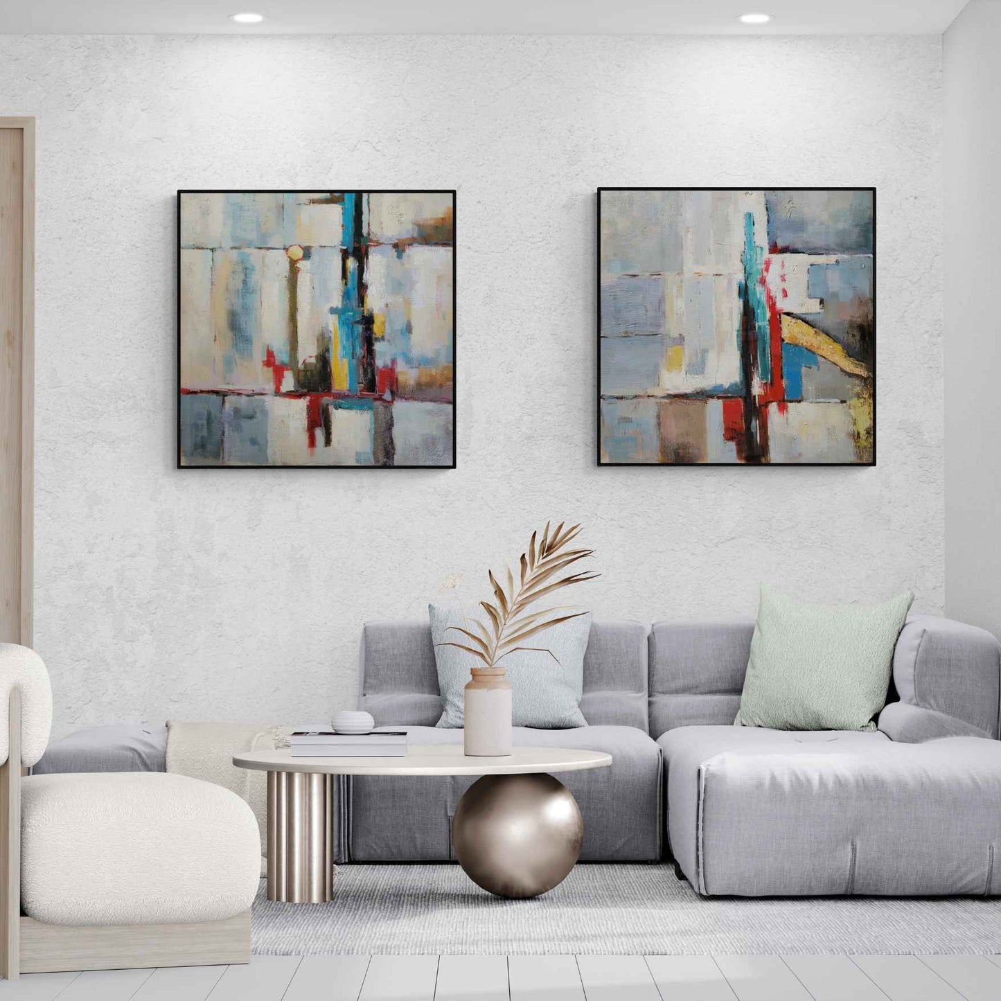 Filomena Abstract Art Painting 80x80 cm [2 pieces]