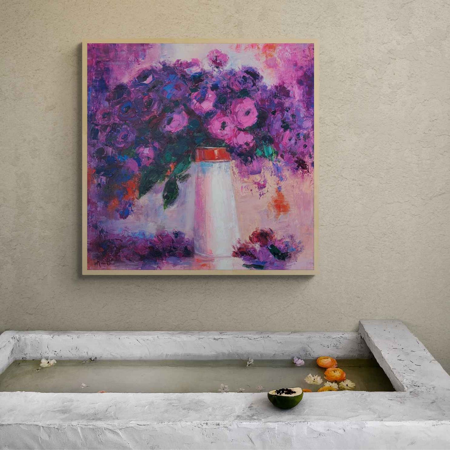 Violet Vase Painting 90x90 cm