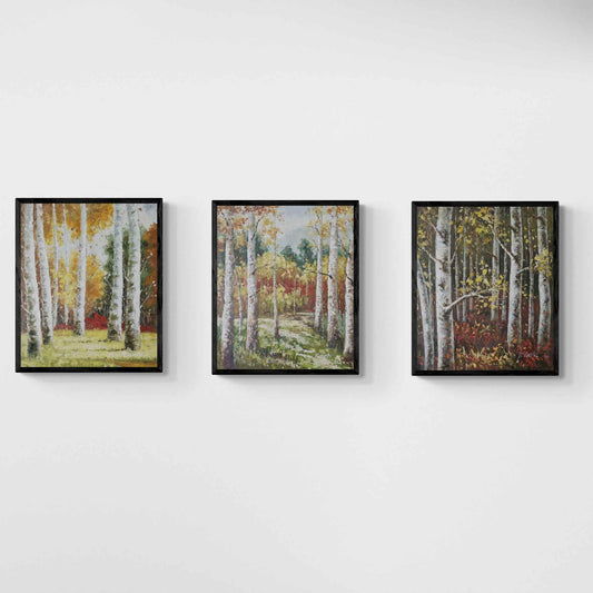 Wald-Triptychon-Gemälde 50x60 cm [3 Stück]