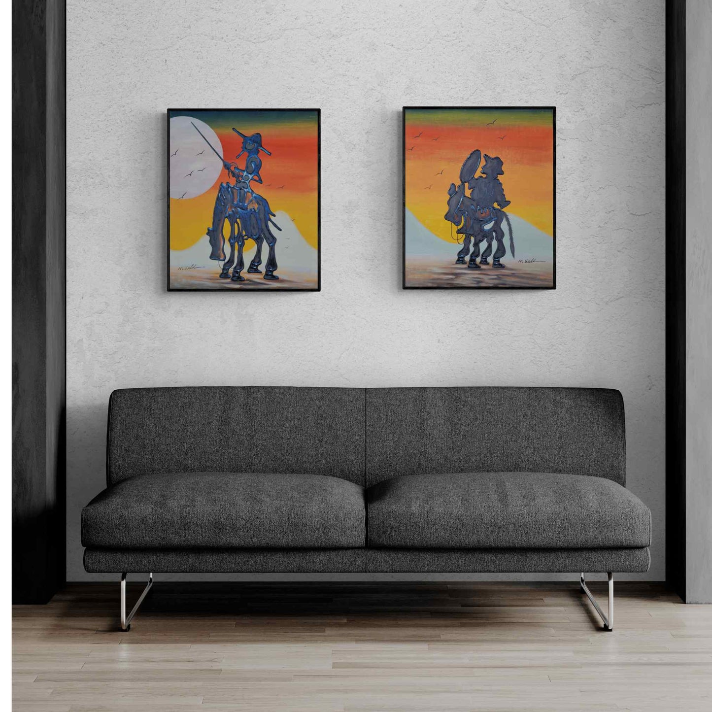 Don Quixote and Sancho painting 50X60 cm [2 pieces]