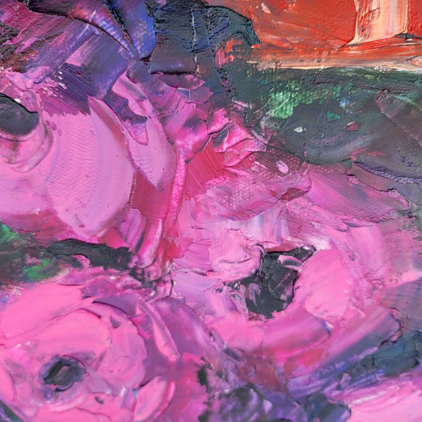 Pintura Jarrón Violetas 90x90 cm