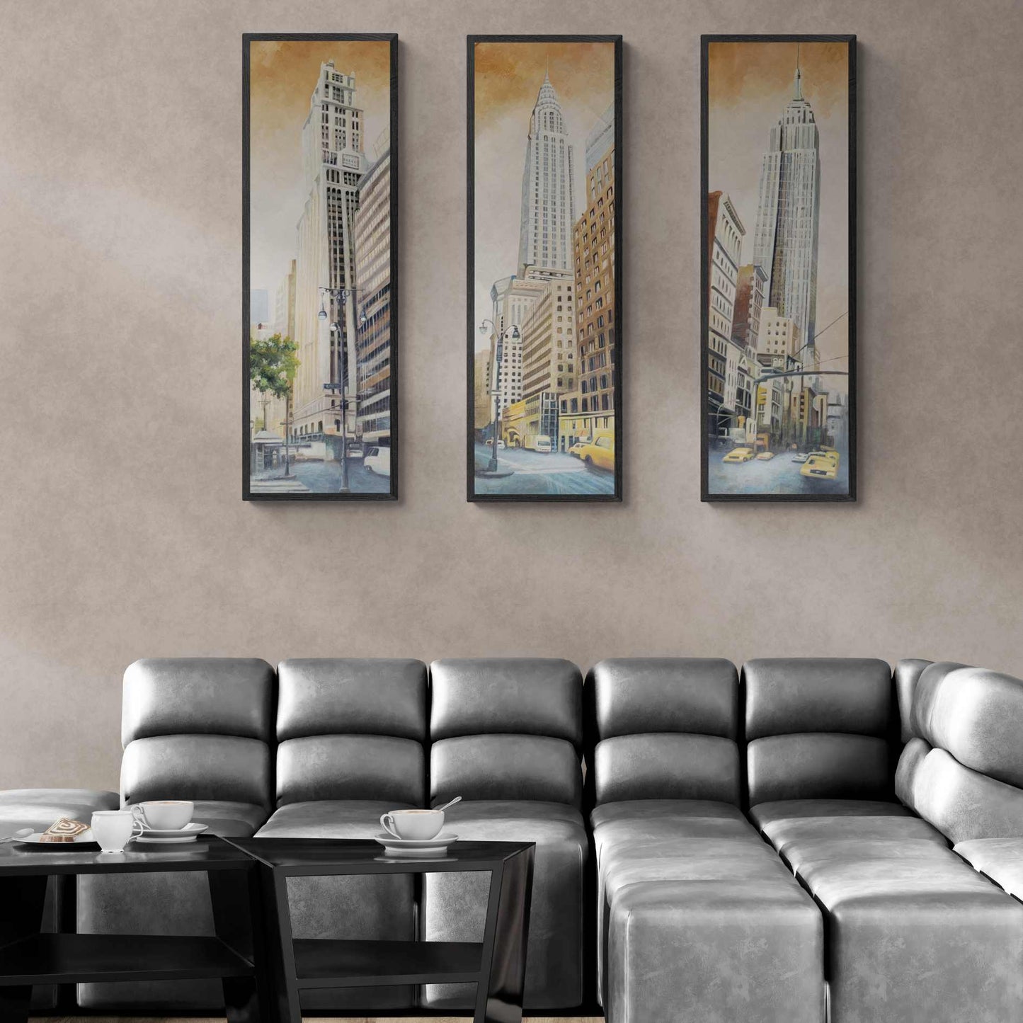 Triptychon Gemälde Torres New York 114x35 cm [3 Stück]
