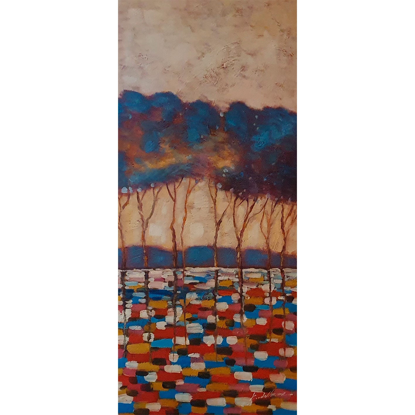 Dekorative Bäume Diptychon Gemälde 40x90 cm [2 Stück]