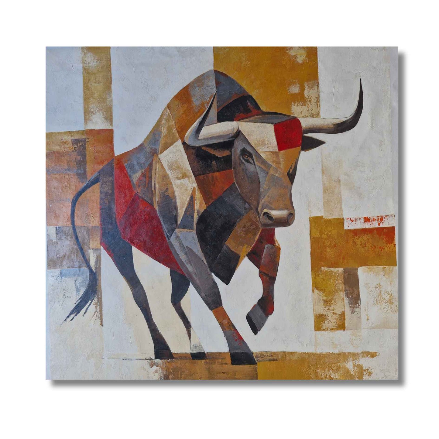 Pintura contemporánea de toro a mano
