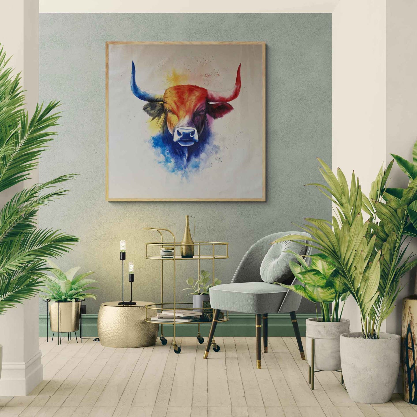 Lienzo decorativo con toro expresivo