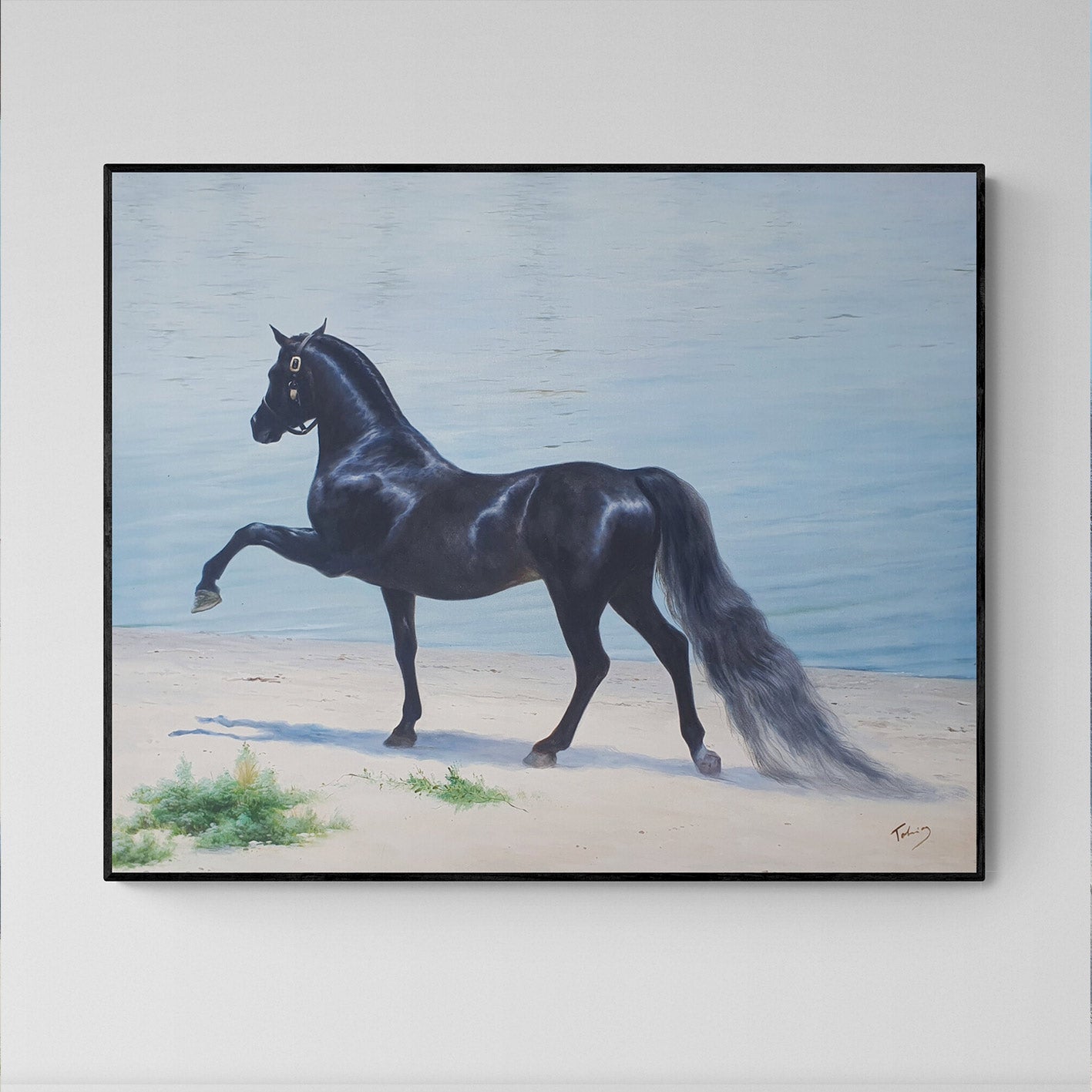 Cuadro Caballo Negro Árabe 100x80 cm