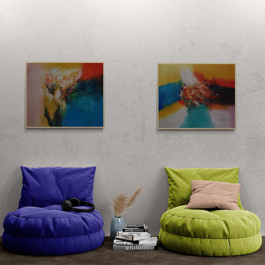 Cuadro Diptico Bola Pintura  50x60 cm [2 piezas]