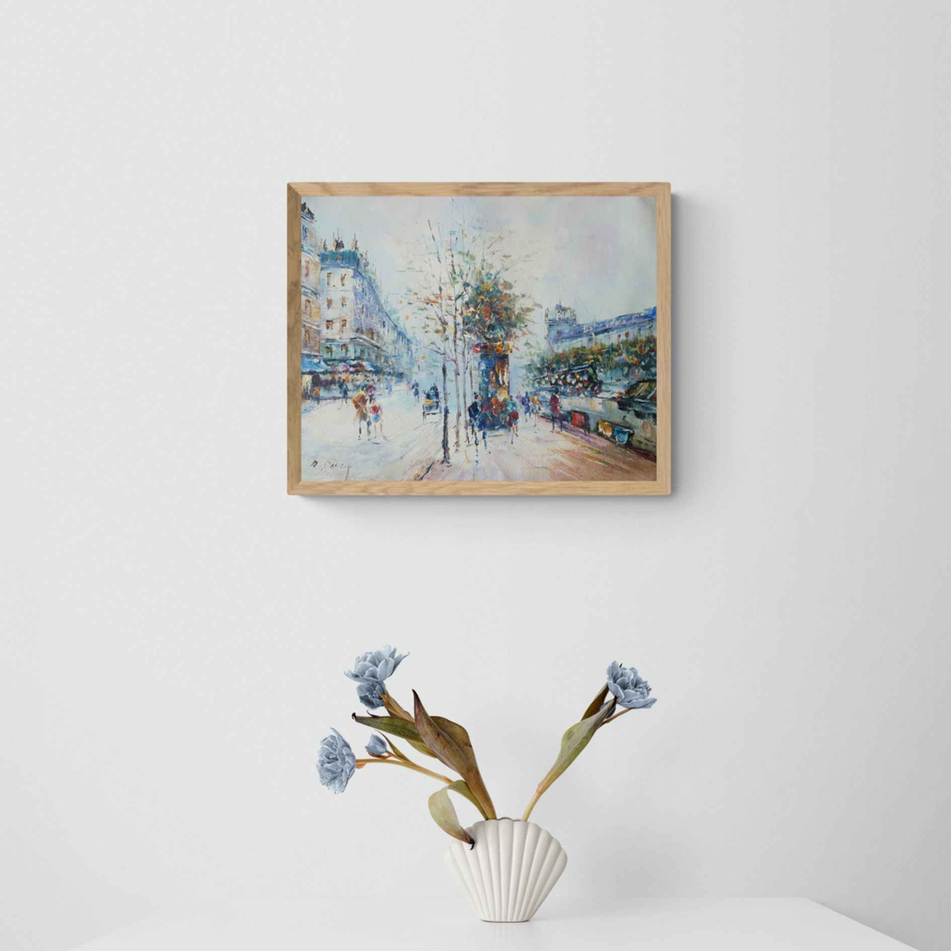 Cuadro decorativo pintado a mano con paisaje de ciudad europea