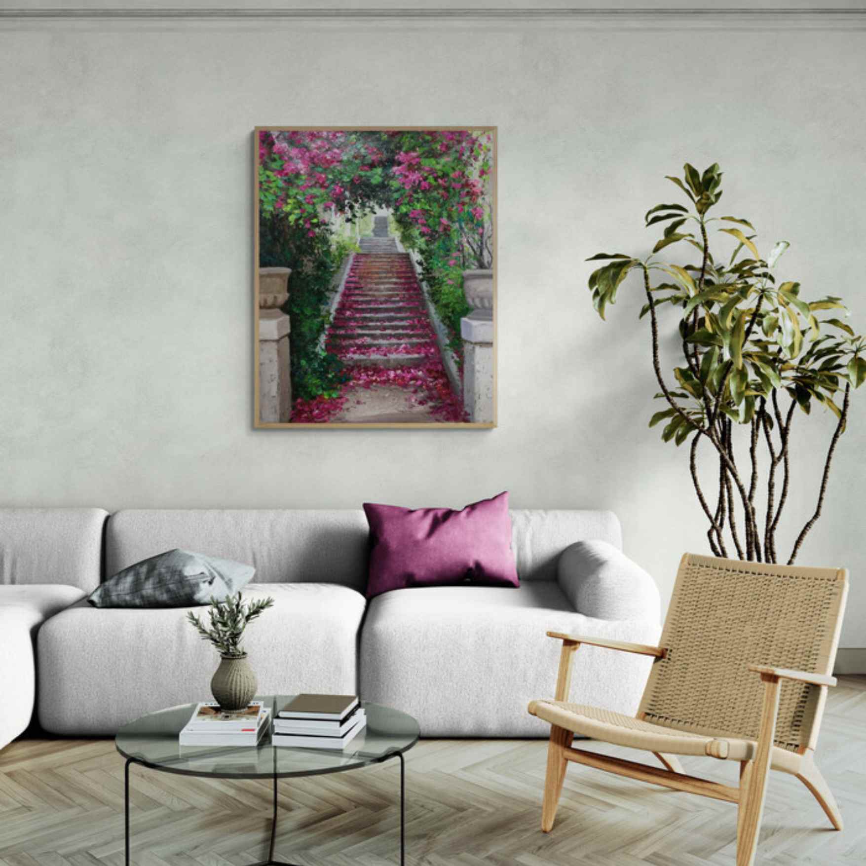 Cuadro Escalera Buganvilla 80x120 cm