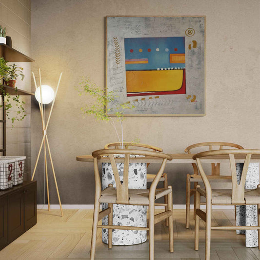 Cuadro abstracto pintado al óleo con colores vivos