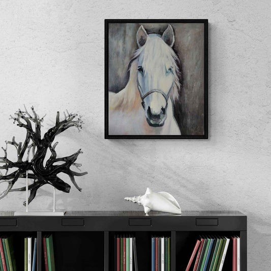 Cuadro pintado al óleo de caballo realista en tamaño 46x55 cm