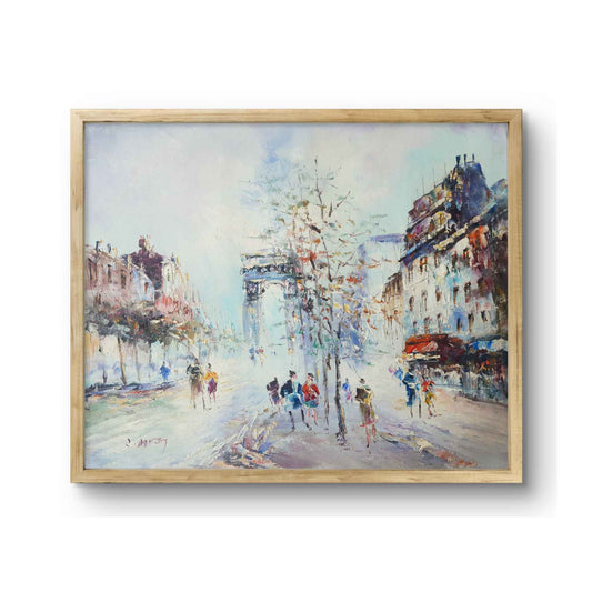 Cuadro al óleo original pintado a mano de la ciudad de París en formato pequeño de 50x40 cm