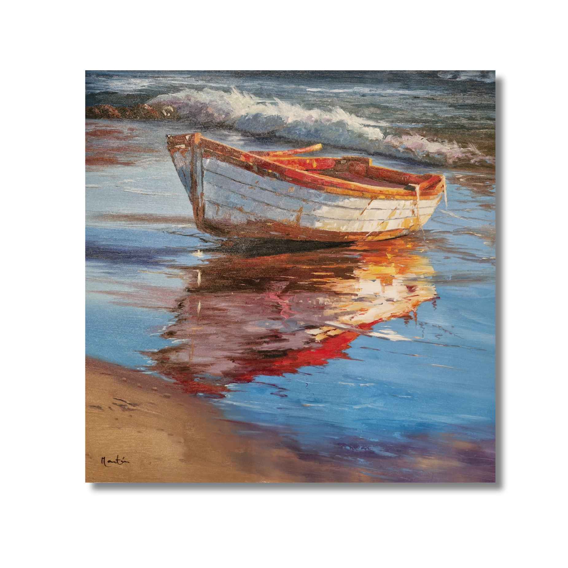 Decoración marítima con arte al óleo en lienzo