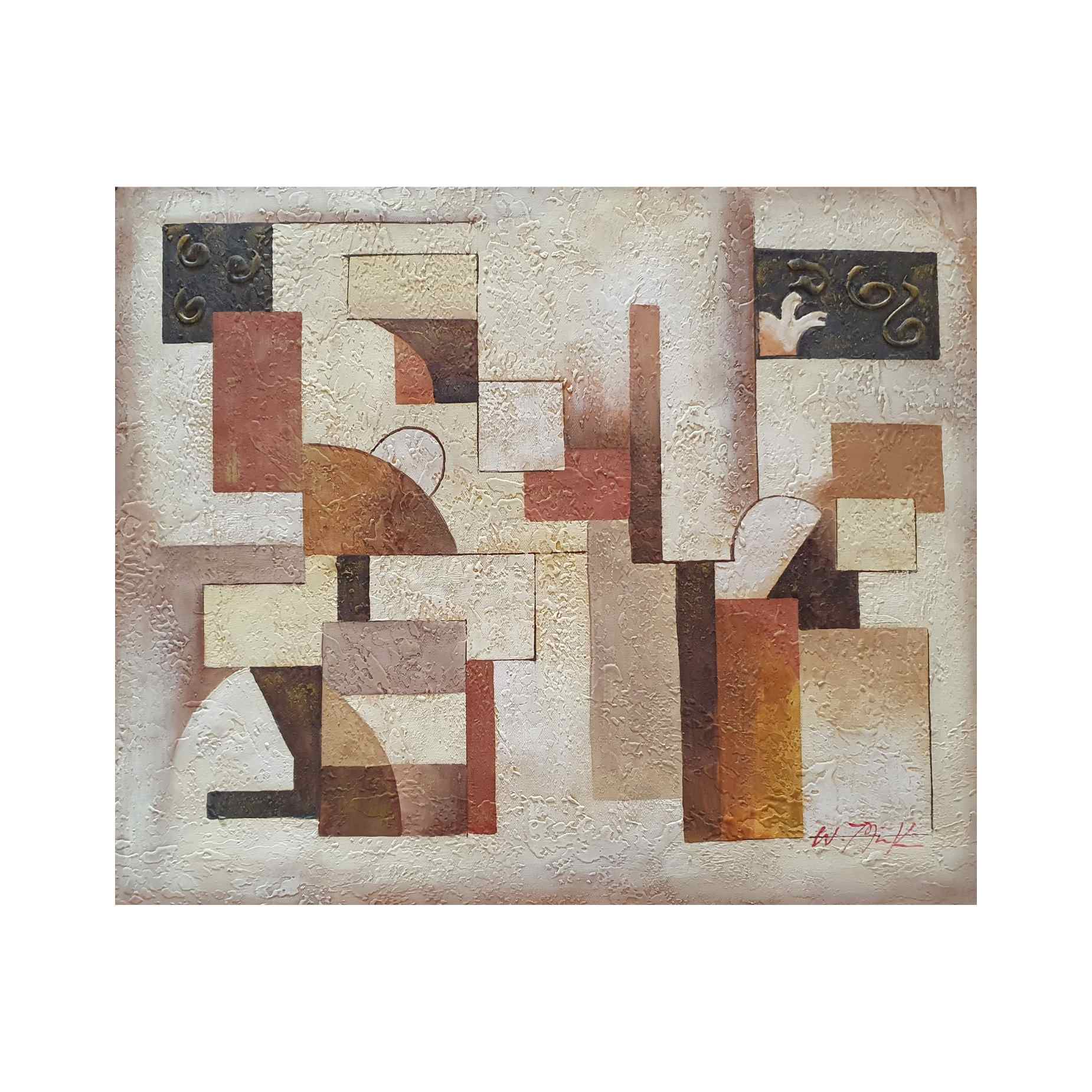 Cuadro abstracto en tonos tierra pintado