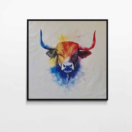 Cuadro de toro abstracto pintado a mano al óleo