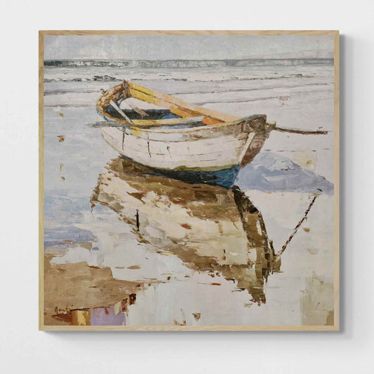 Cuadro de barca pintado a mano al óleo