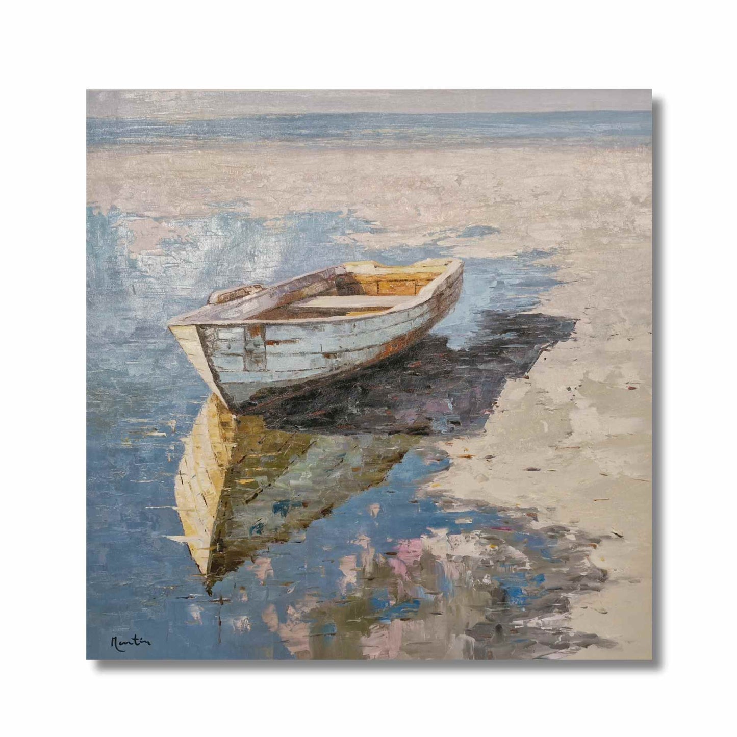 Detalle de cuadro decorativo con reflejo en el agua