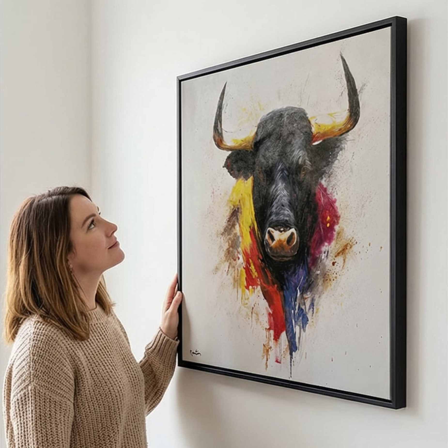 Decoración artística con imagen de toro