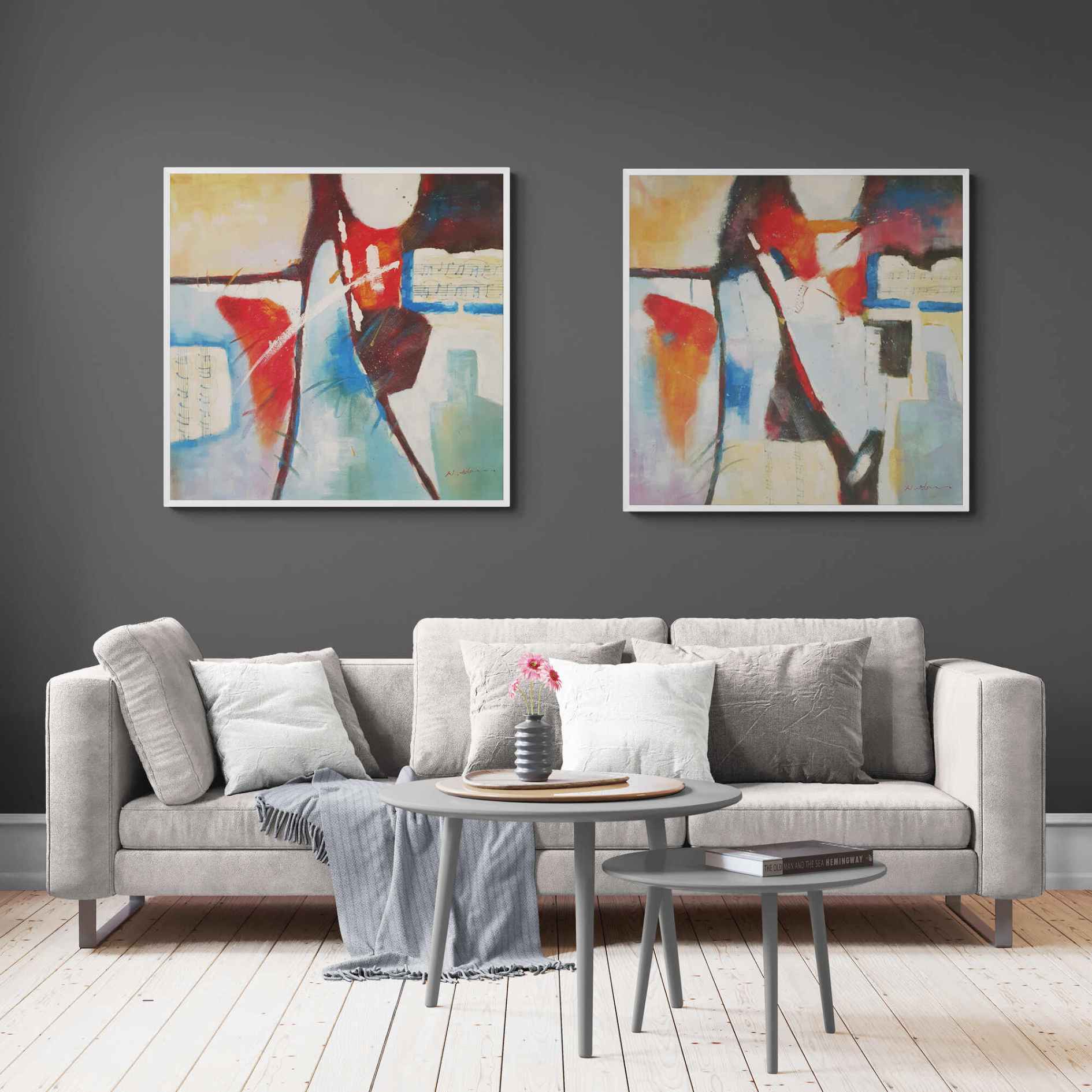 Pintura al óleo sobre lienzo con diseño contemporáneo