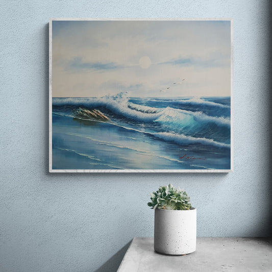 Waves and Seagulls painting 50x60 cm