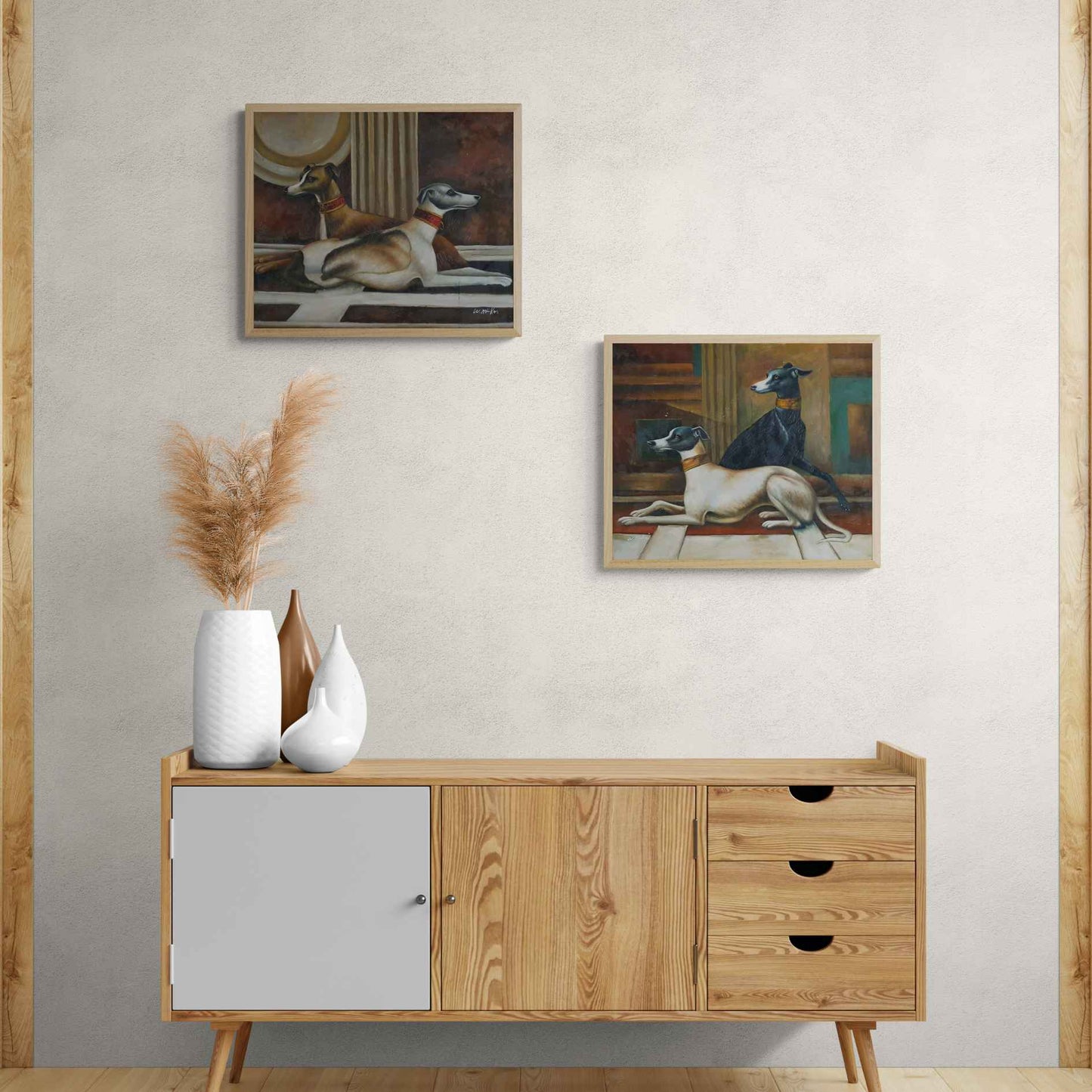 Set de cuadros de galgos listos para colgar