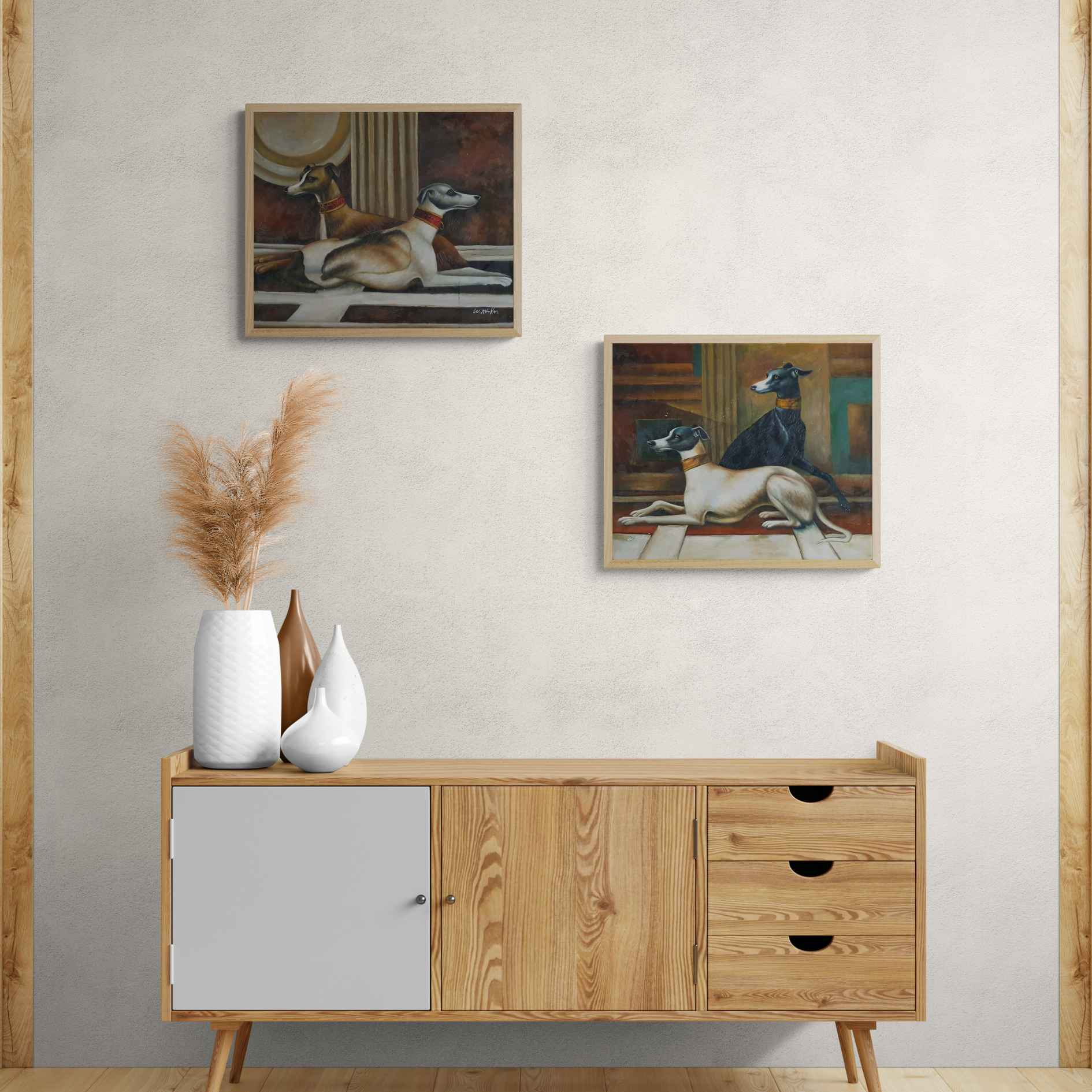 Set de cuadros de galgos listos para colgar