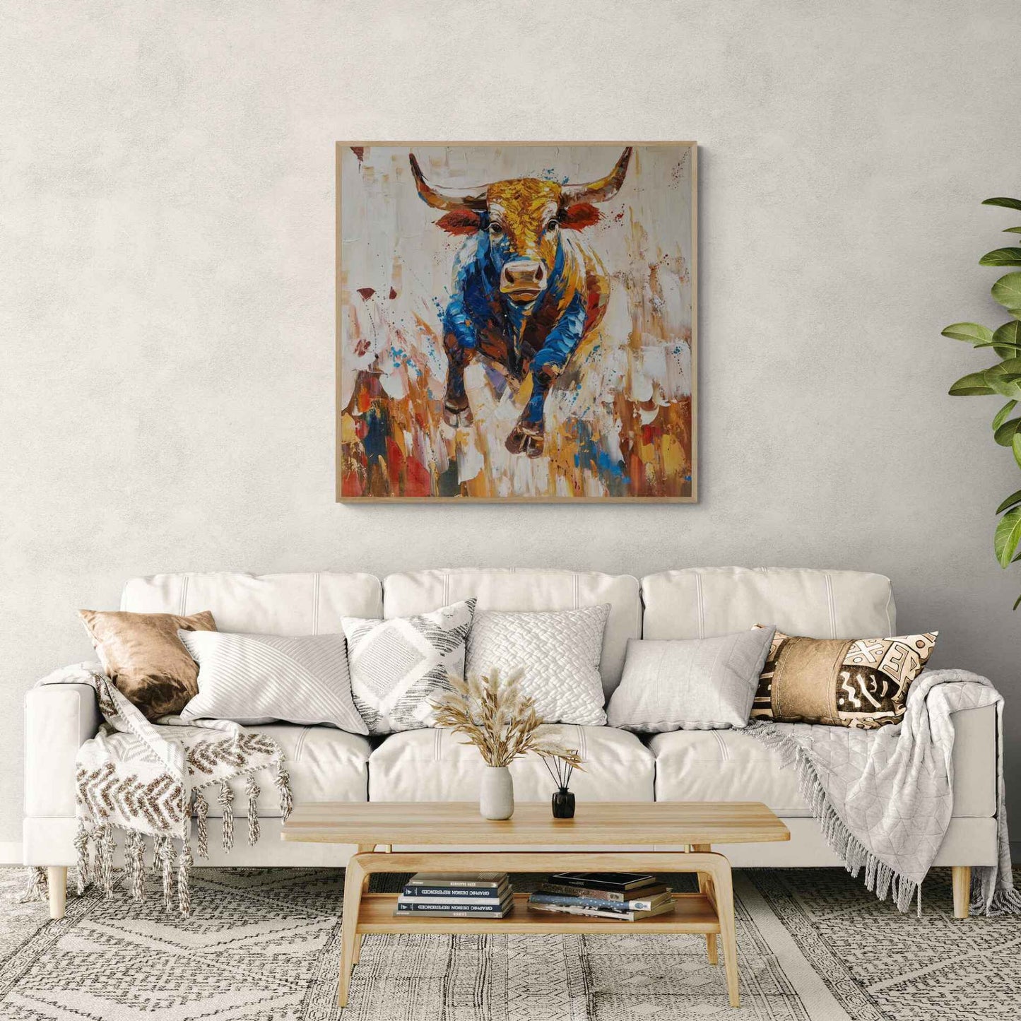 Arte decorativo de toro en acción