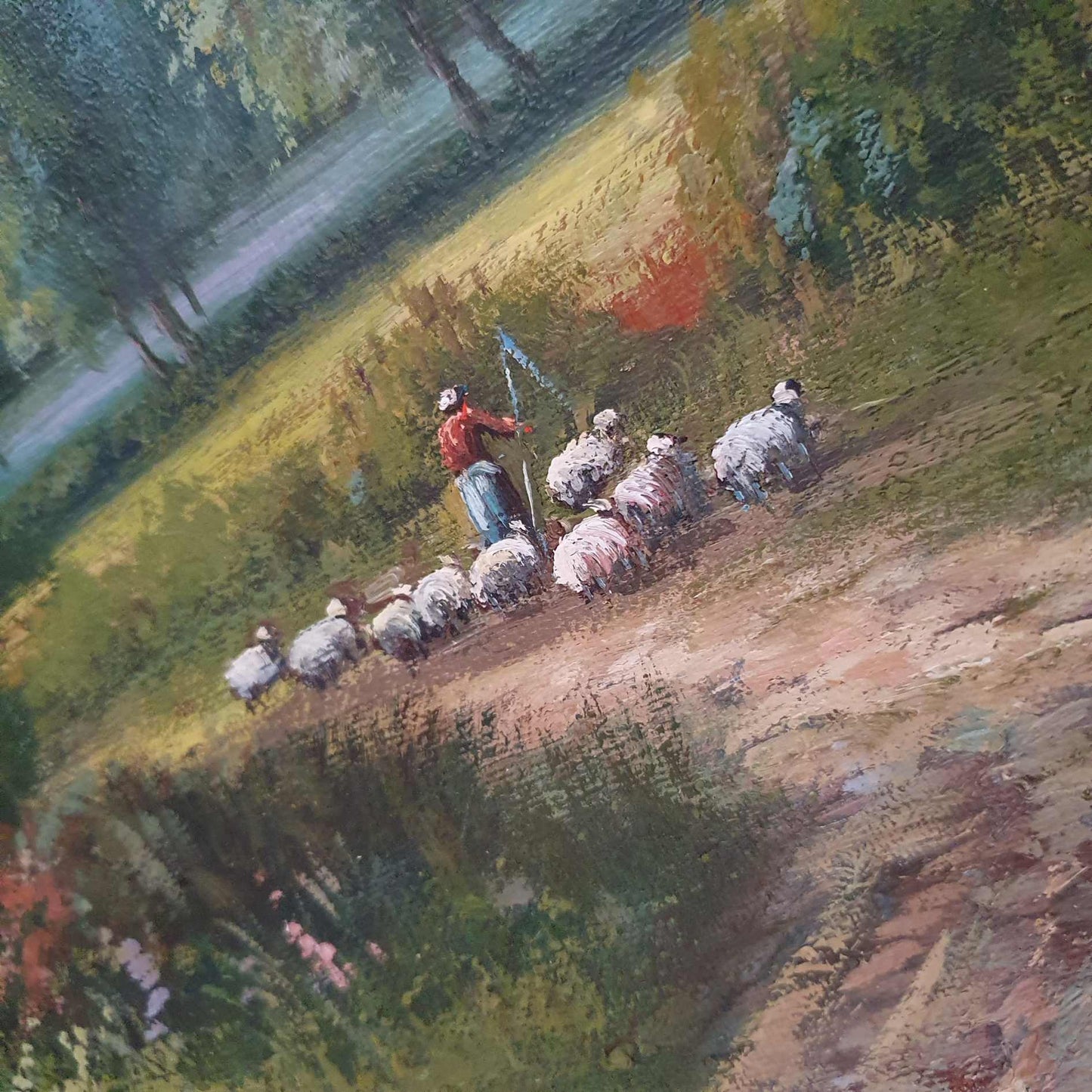 Cuadro de paisaje clasico al oleo listo para colgar