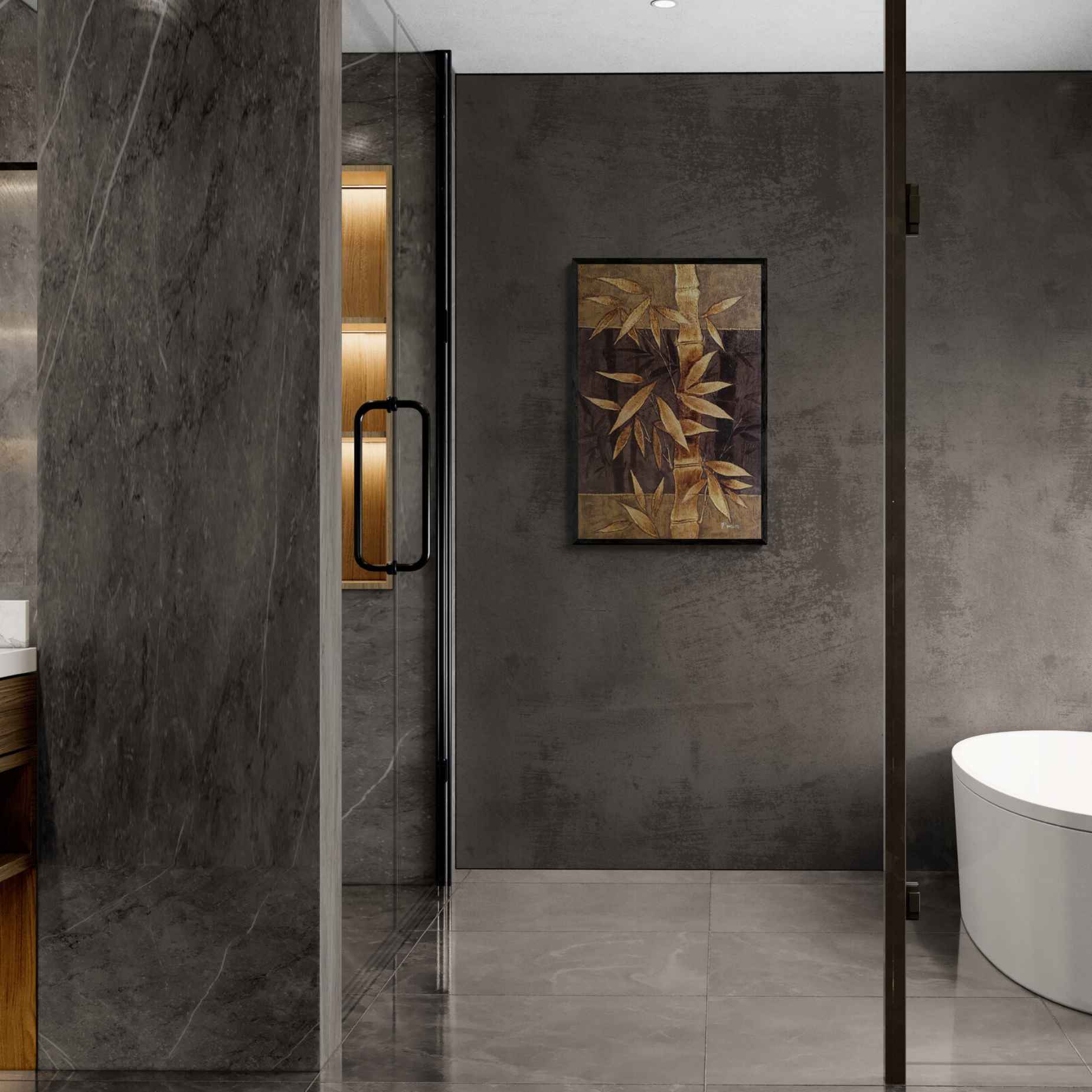 Arte mural decorativo en tonos dorados y marron oscuro