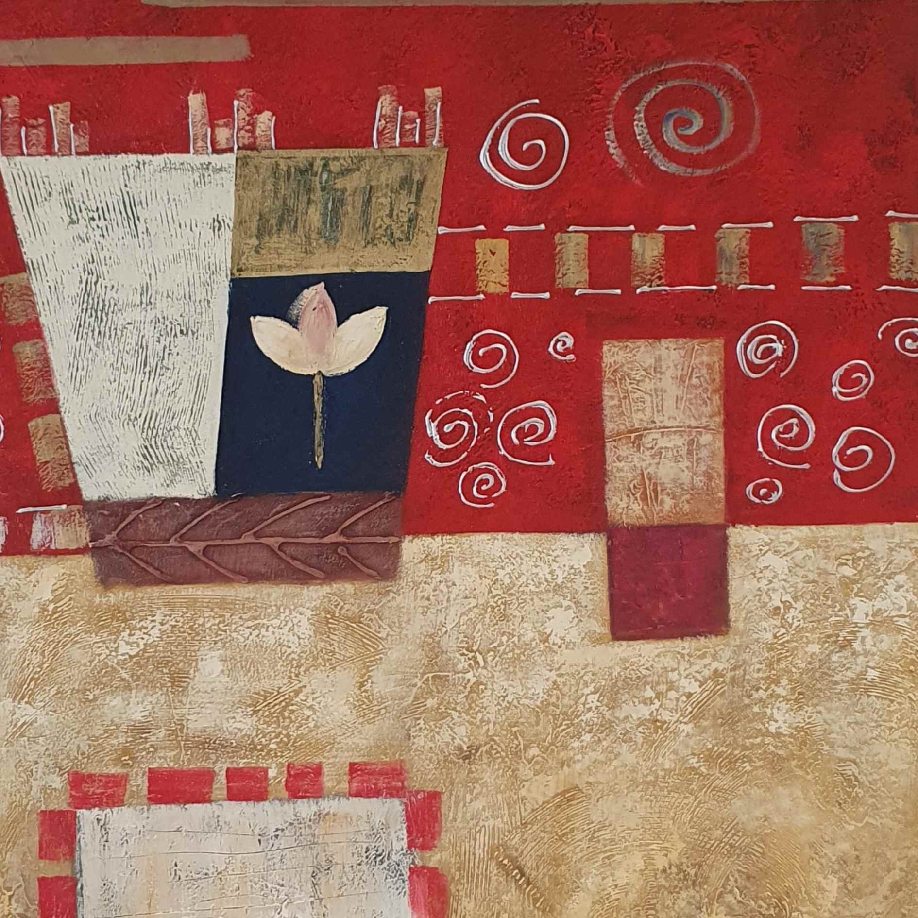 Diseño abstracto con influencia geométrica y floral