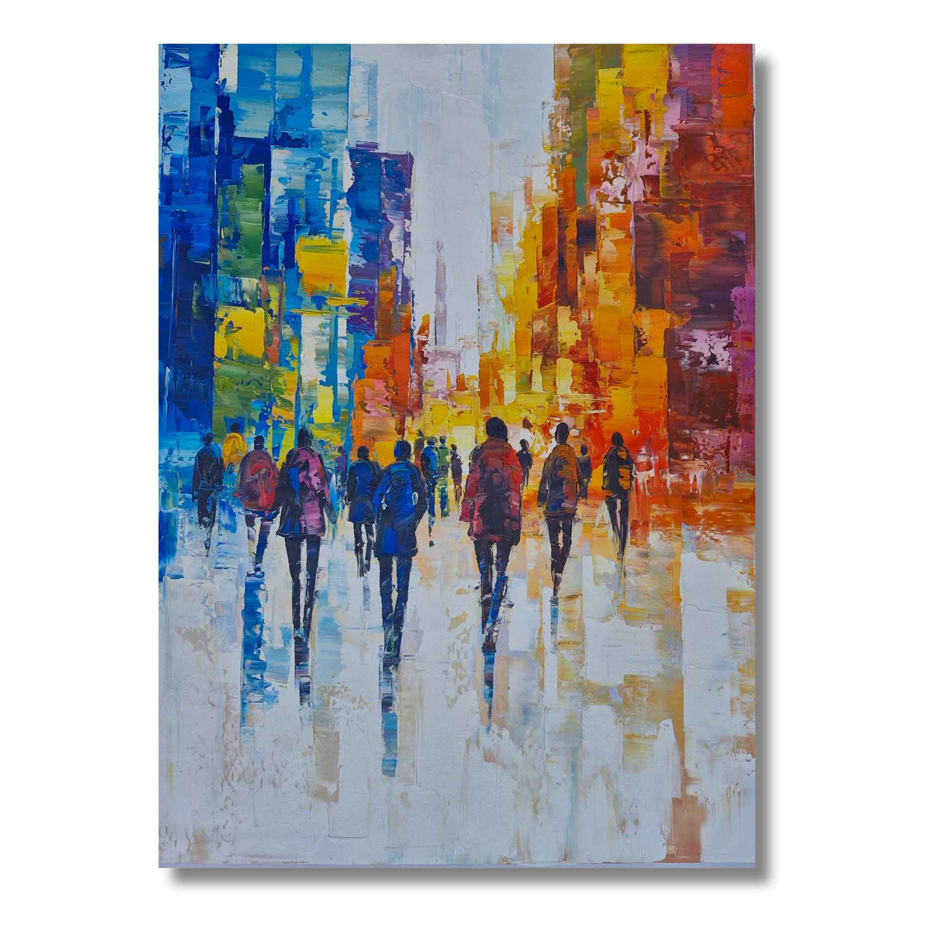 Cuadro de Calle Moderna en Óleo – Arte para Salones y Oficinas