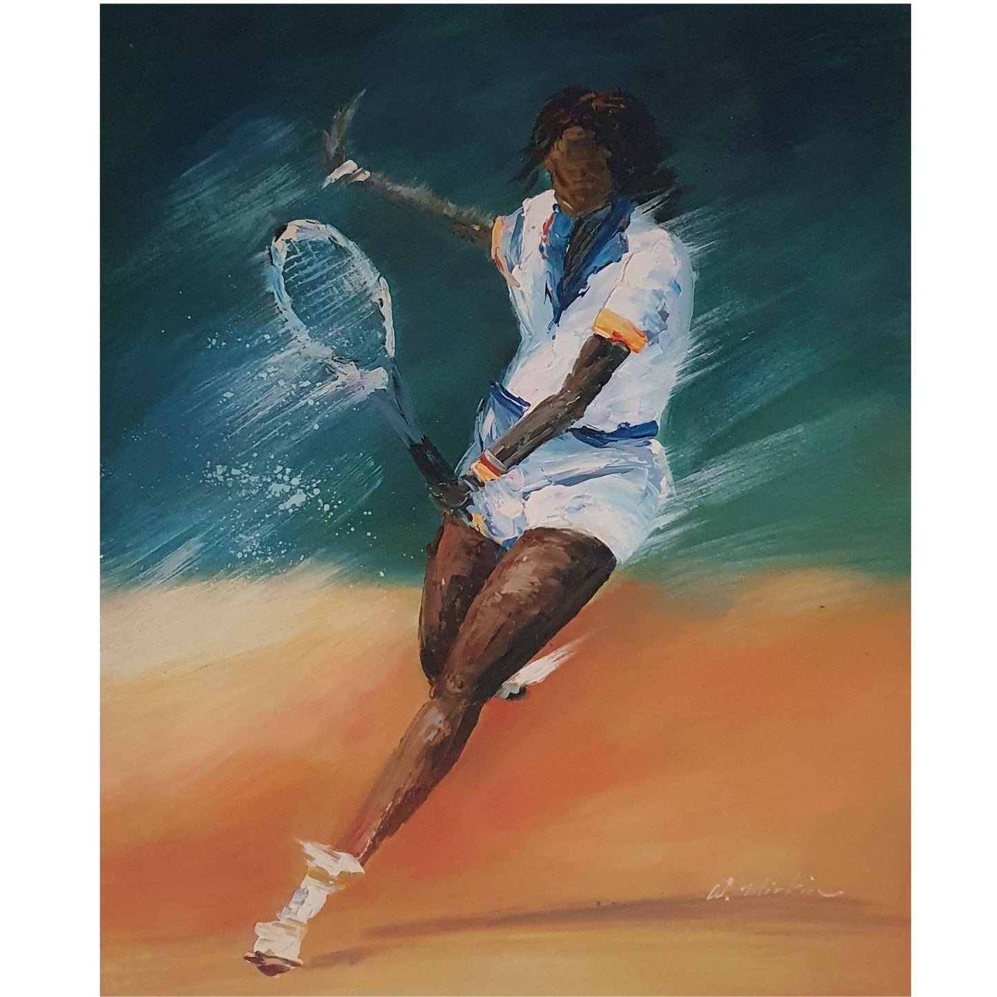 Pintura Jugando al Tenis