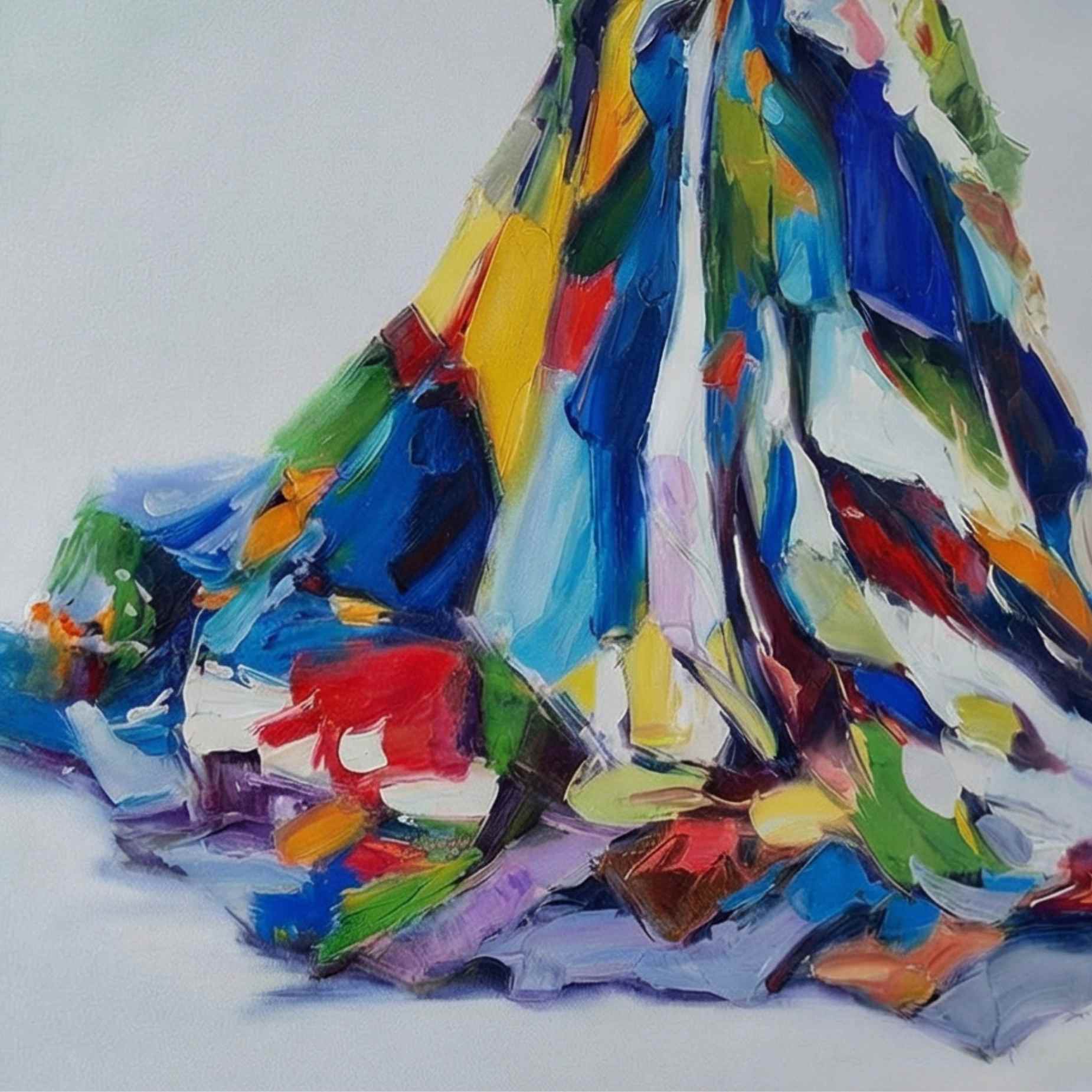 Arte al Óleo Mujer con Vestido Fluido –Pintura Original