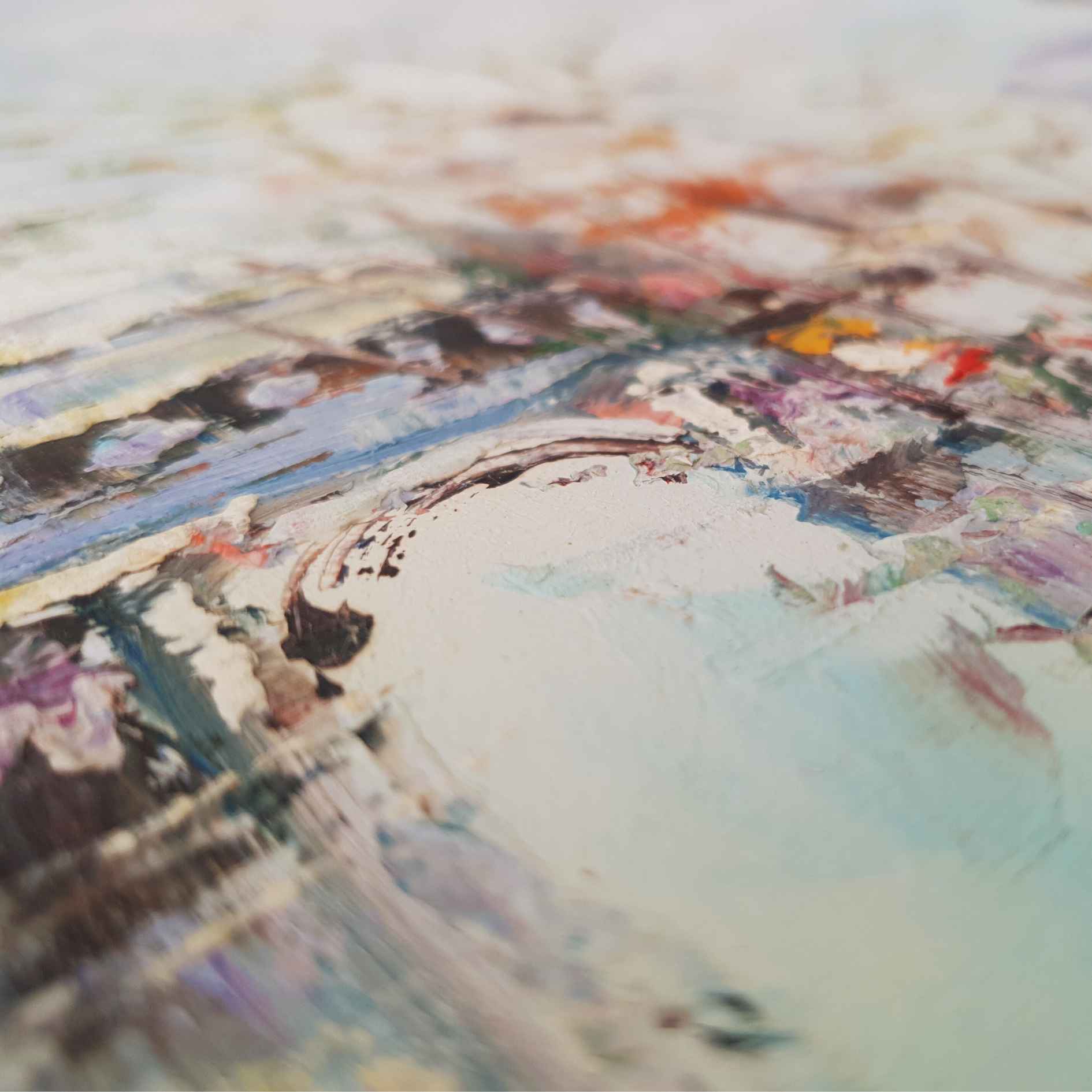 Detalle de Textura de cuadro de calle de París, arte urbano en estilo impresionista