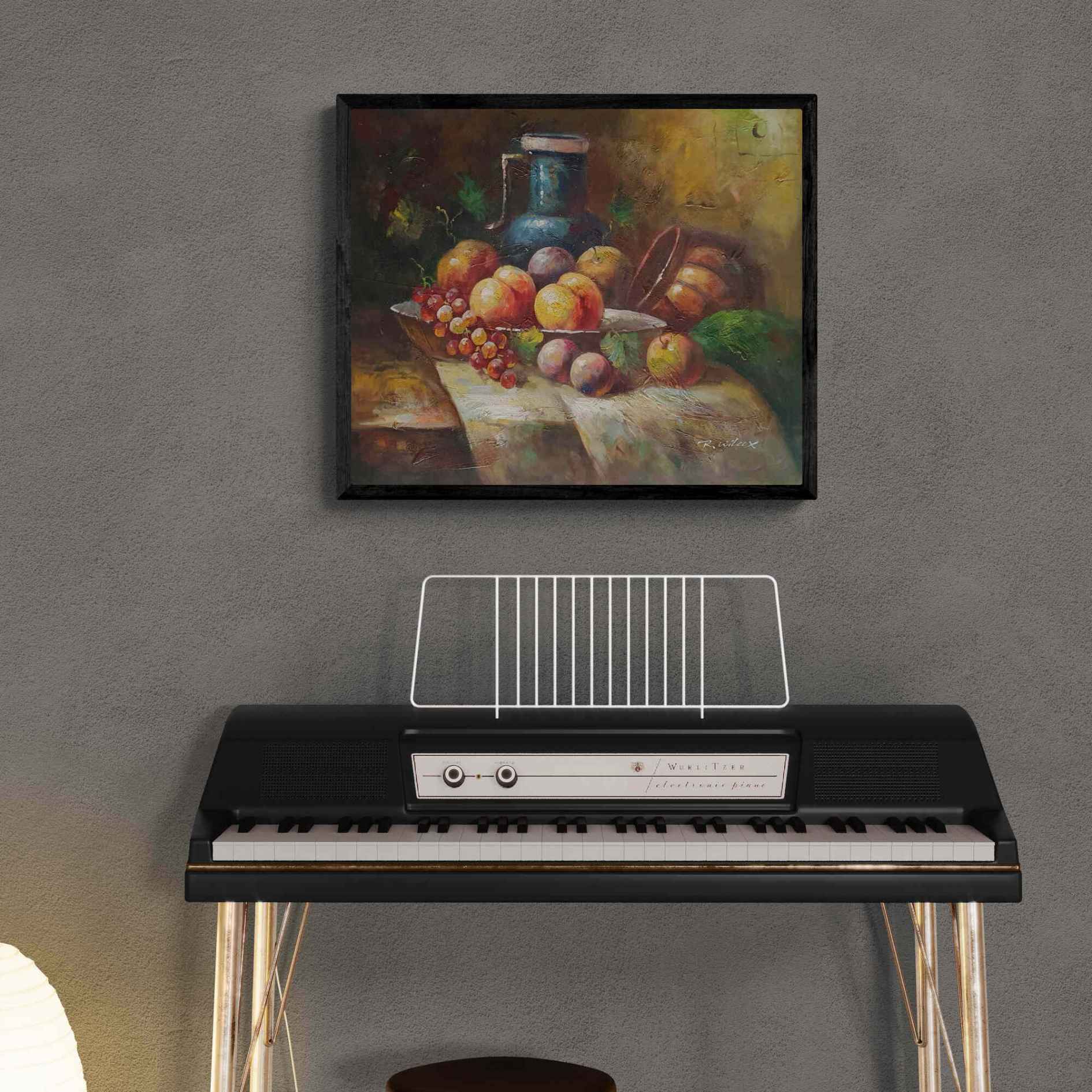 Pintura artística de frutas naturales y cerámica