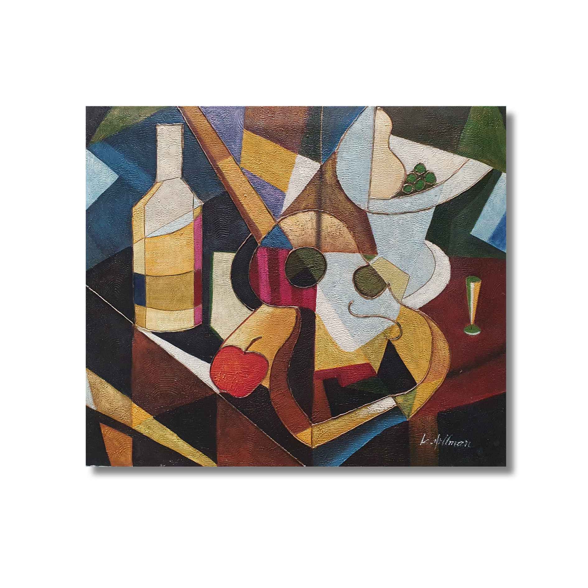 Pinturas modernas en formato díptico con diseño geométrico