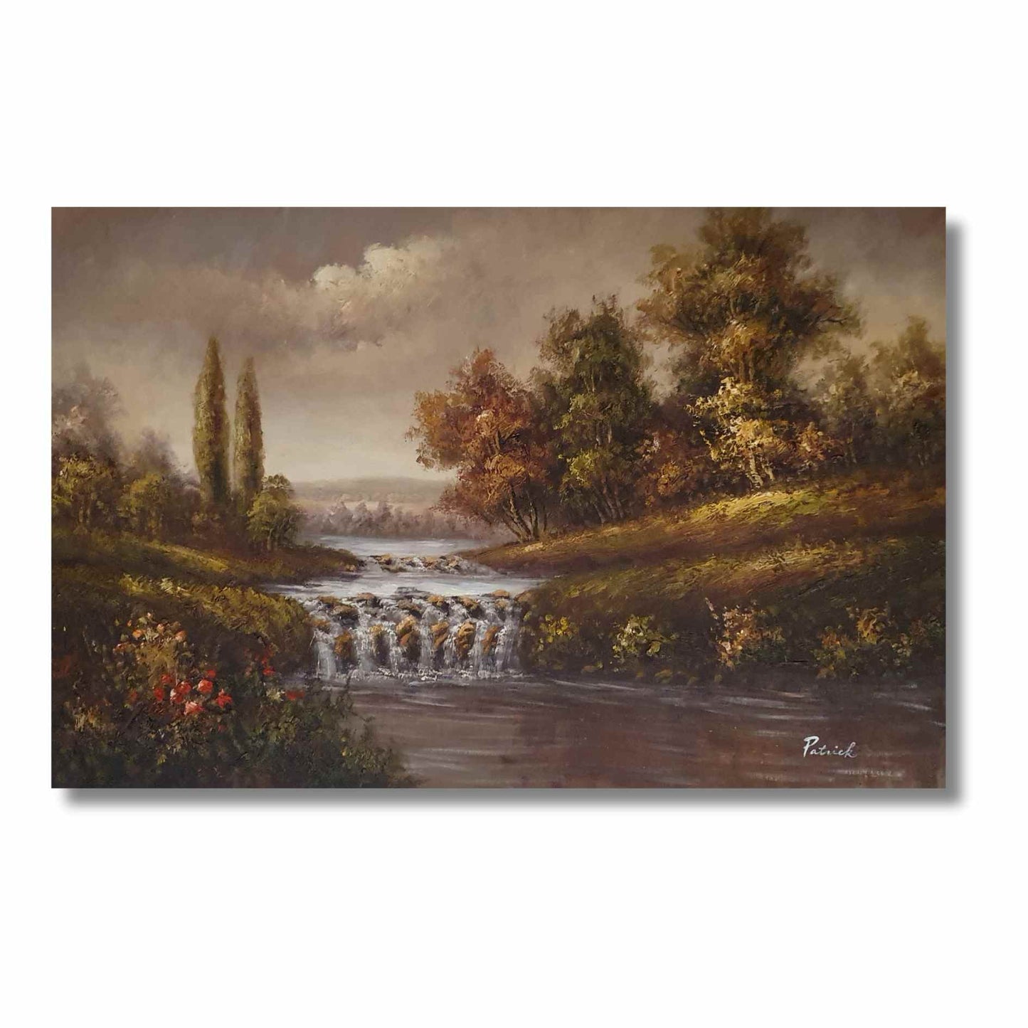 Escena natural al óleo lista para colgar