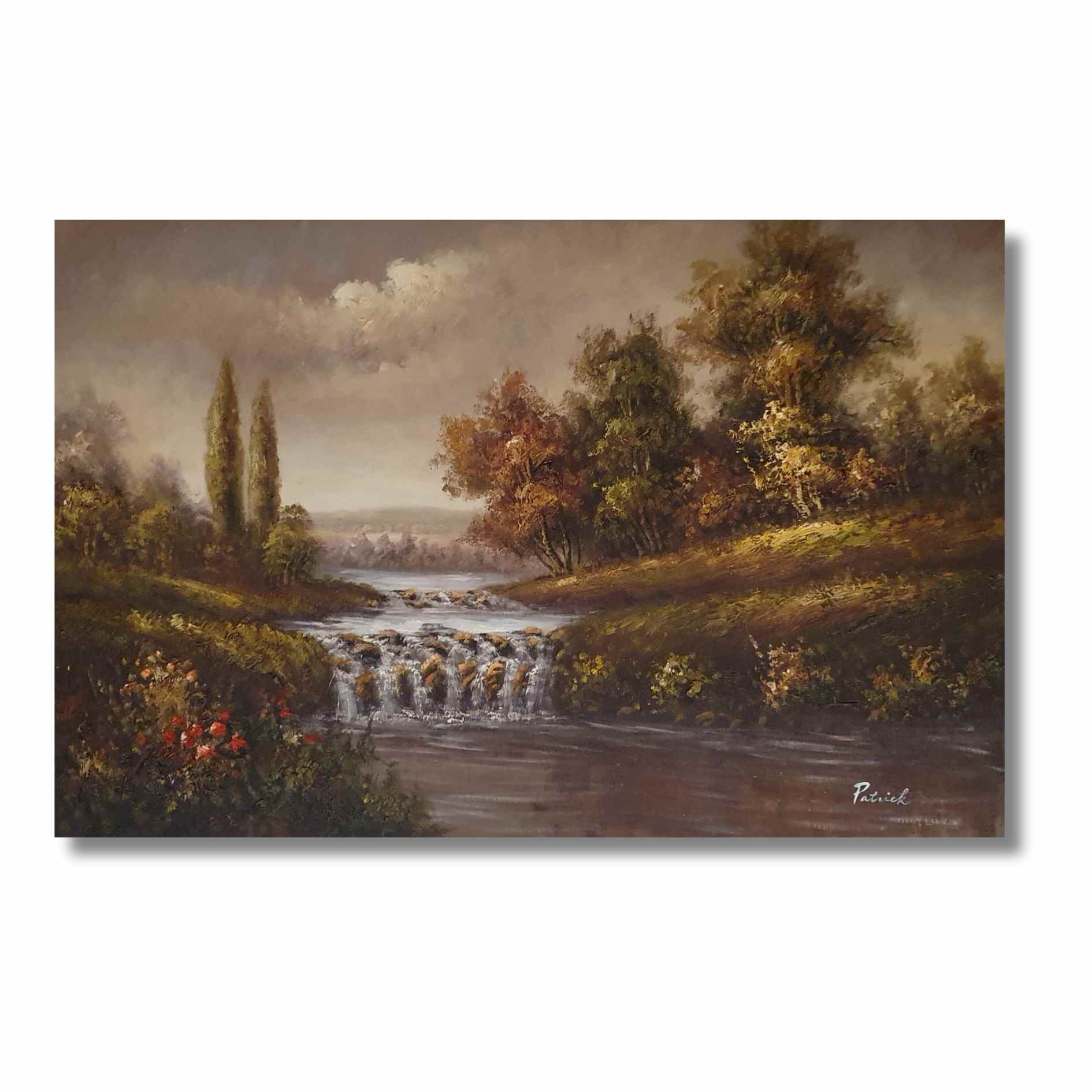 Escena natural al óleo lista para colgar