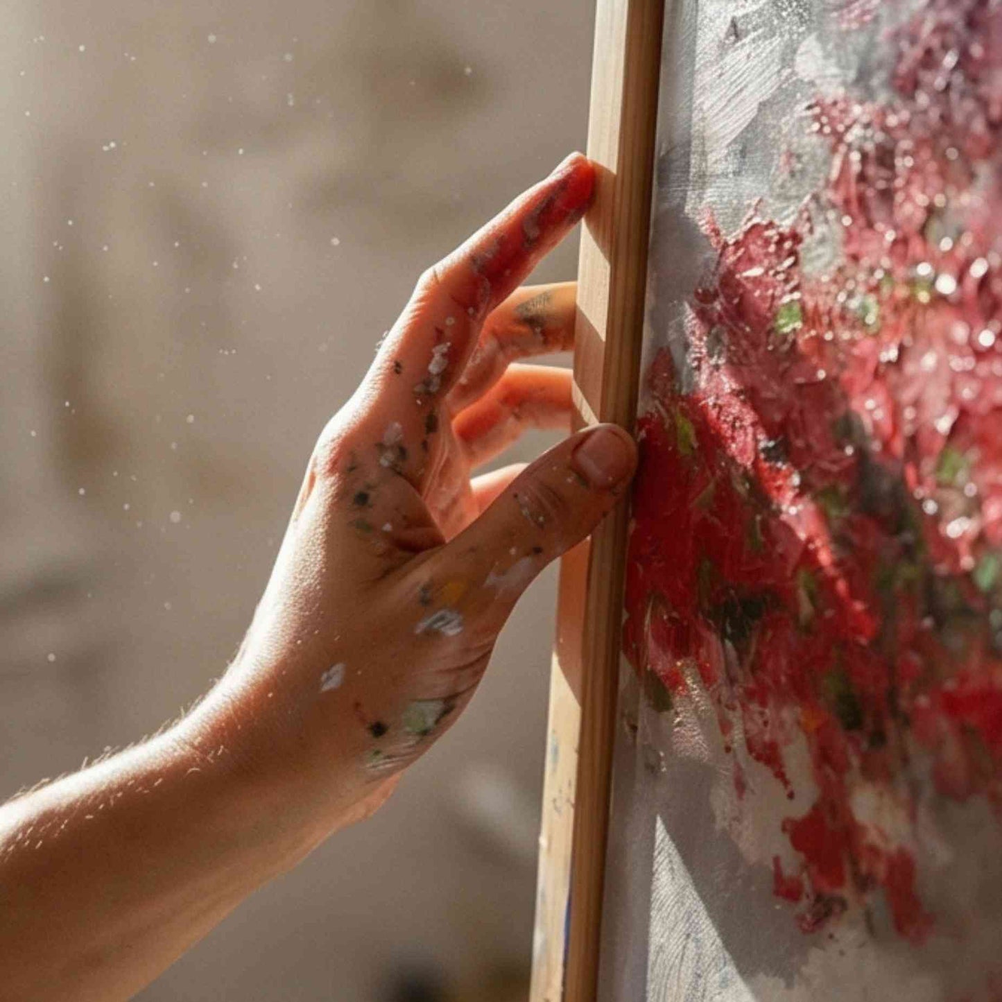 cuadro al óleo floral mediterráneo pintado a mano