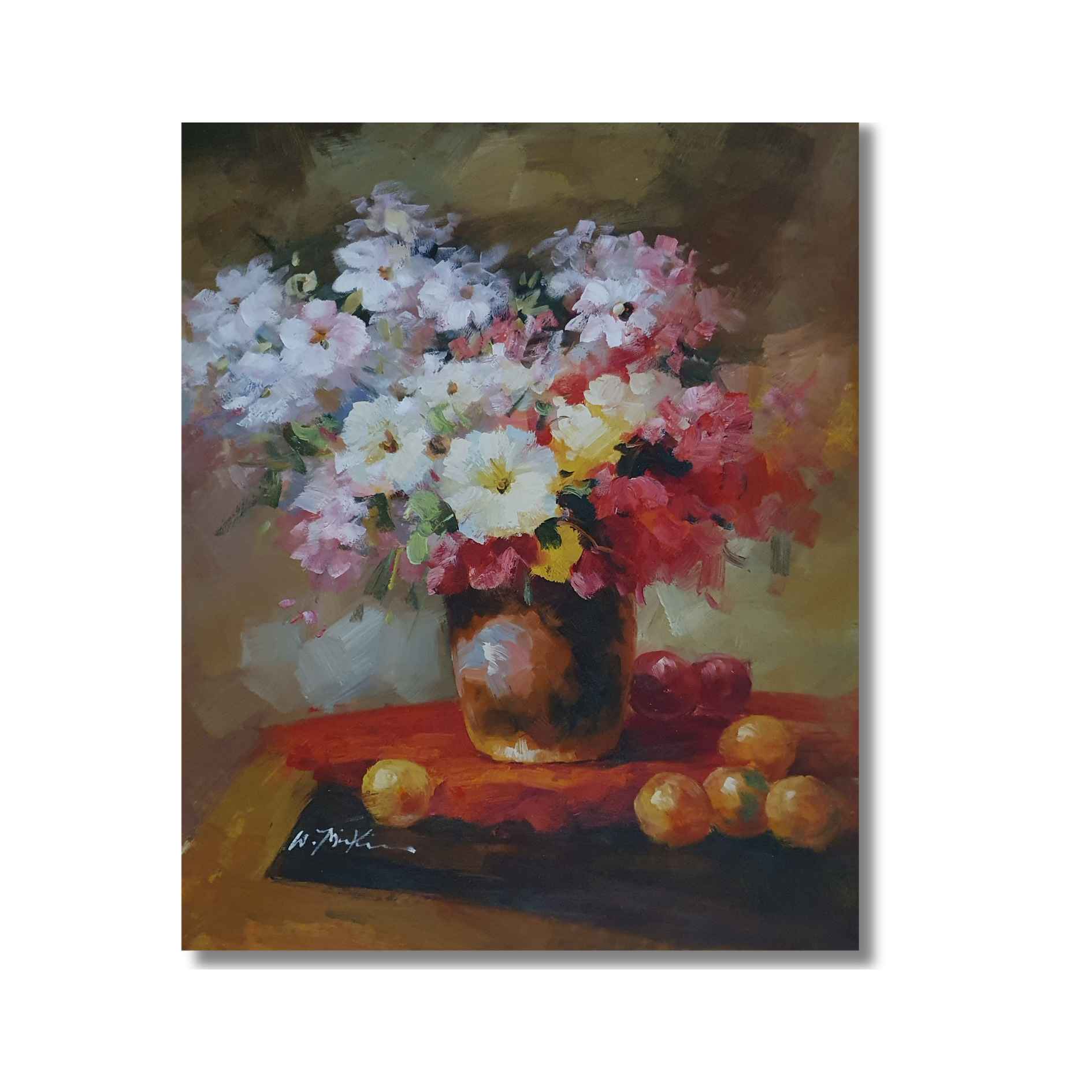 Decoración con cuadro de flores impresionistas