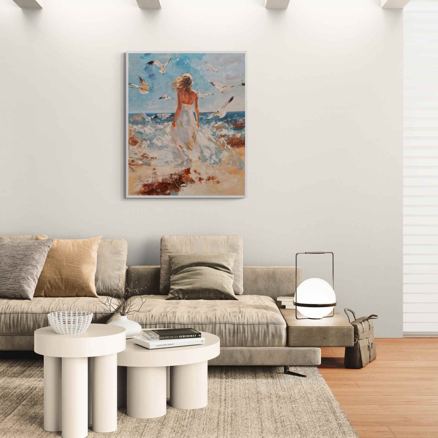 Cuadro decorativo hecho a mano con escena marina