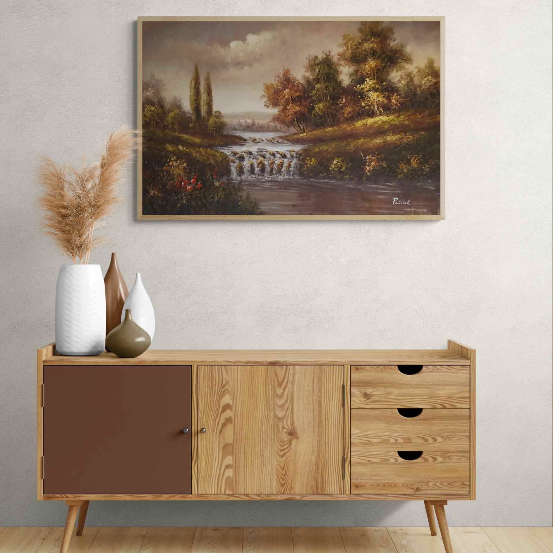 Cuadro artístico con agua y naturaleza