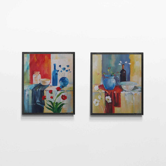 Set de cuadros bodegón pintados a mano en óleo