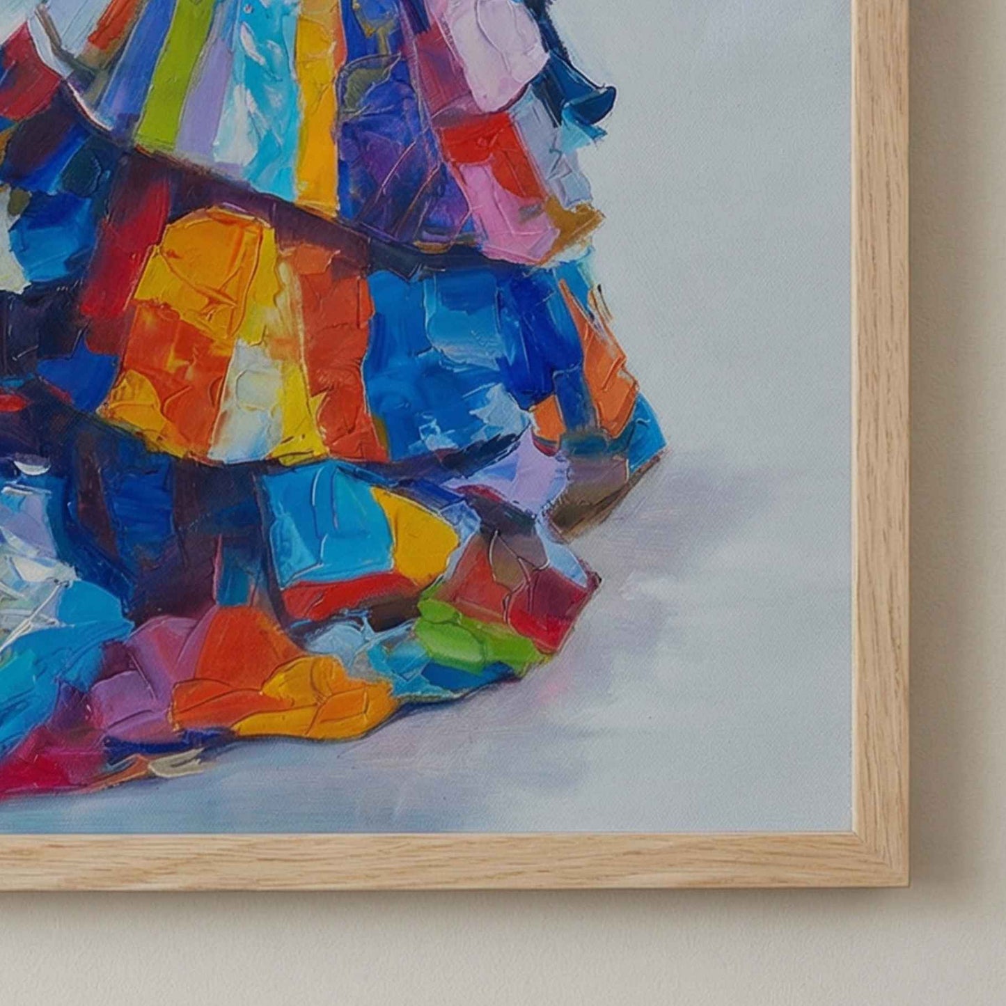 Obra moderna de arte al óleo con diseño femenino y vibrante