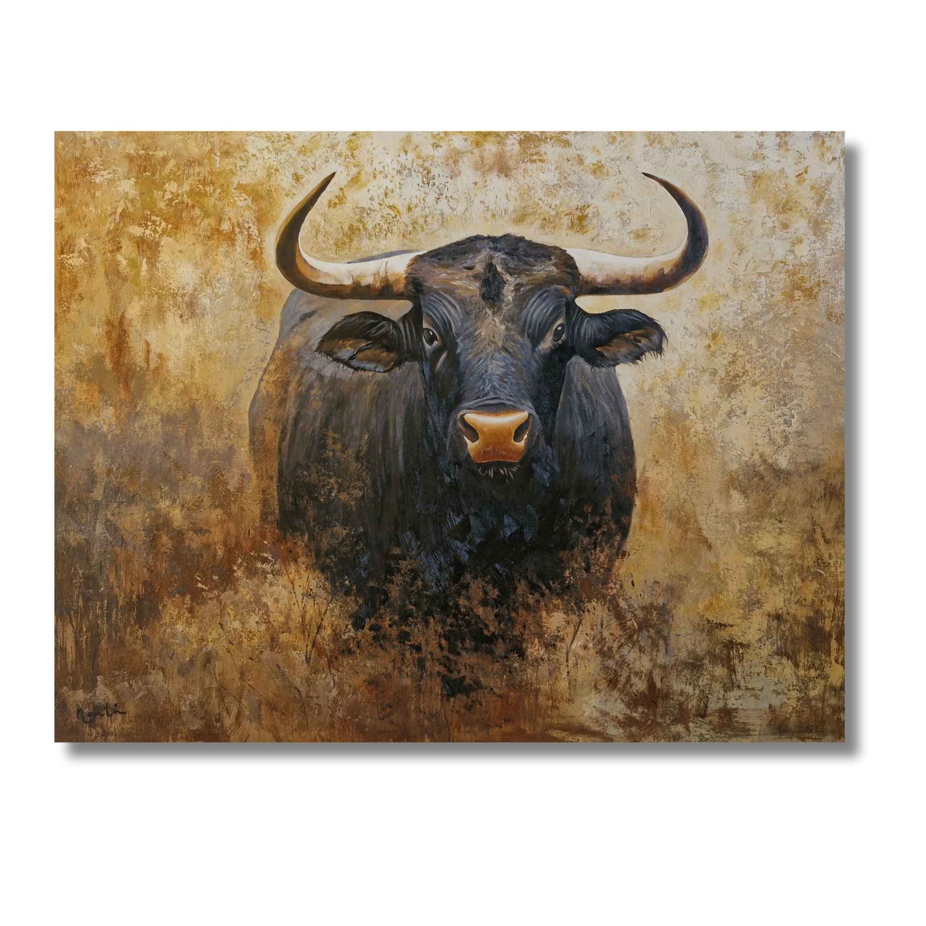 Obra de arte animal de toro ibérico sobre lienzo