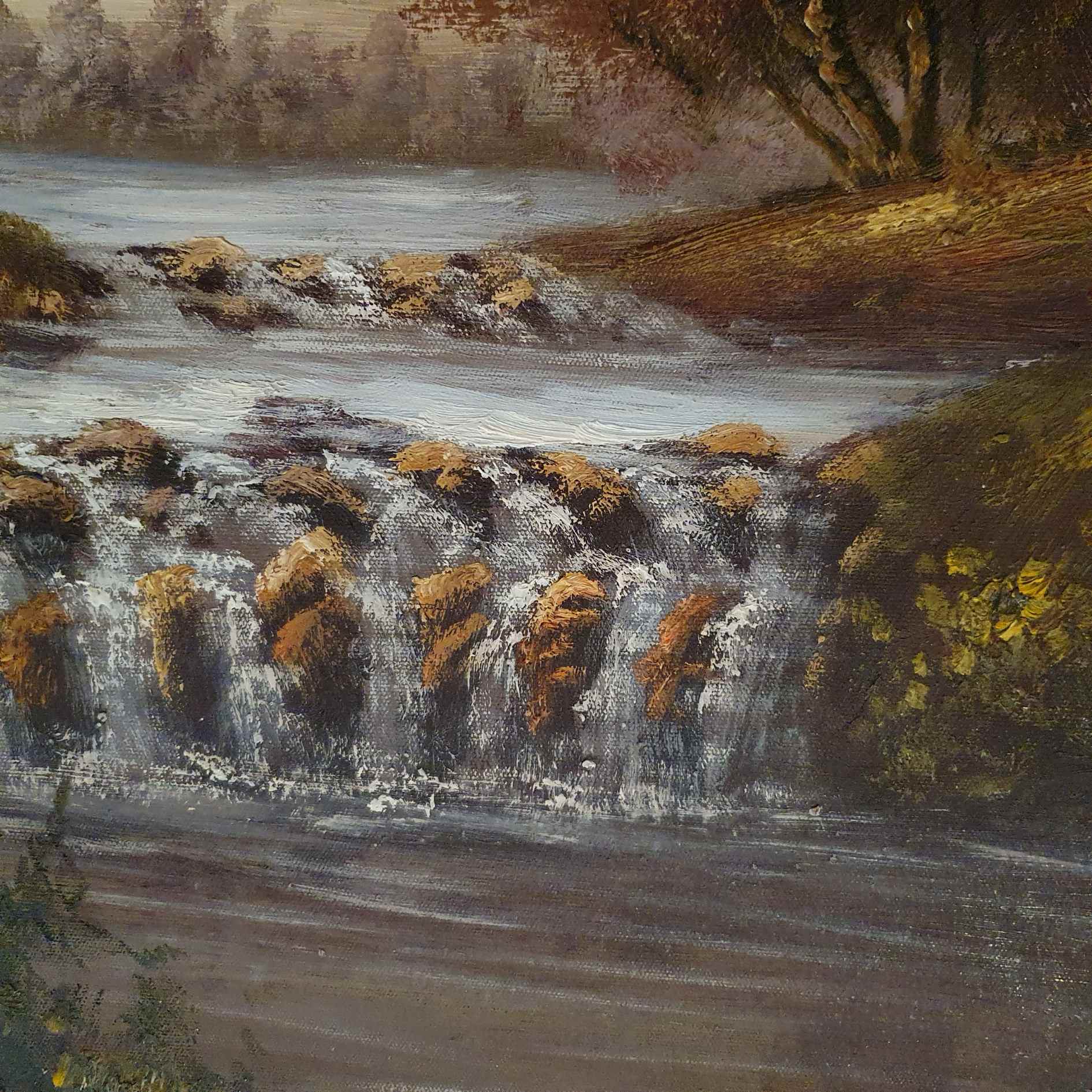 Cuadro Decorativo de Paisaje con Río y Montañas