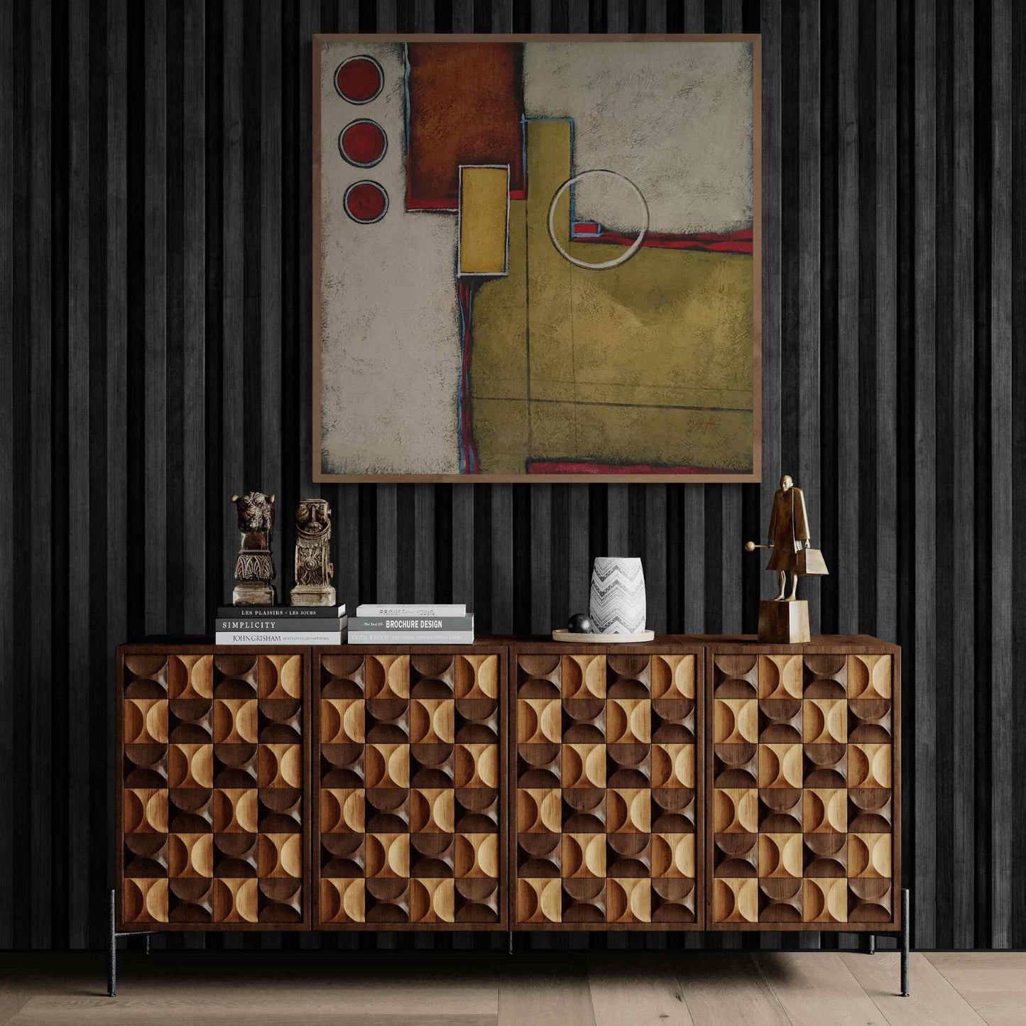 Pintura al óleo moderna lista para colgar en pared