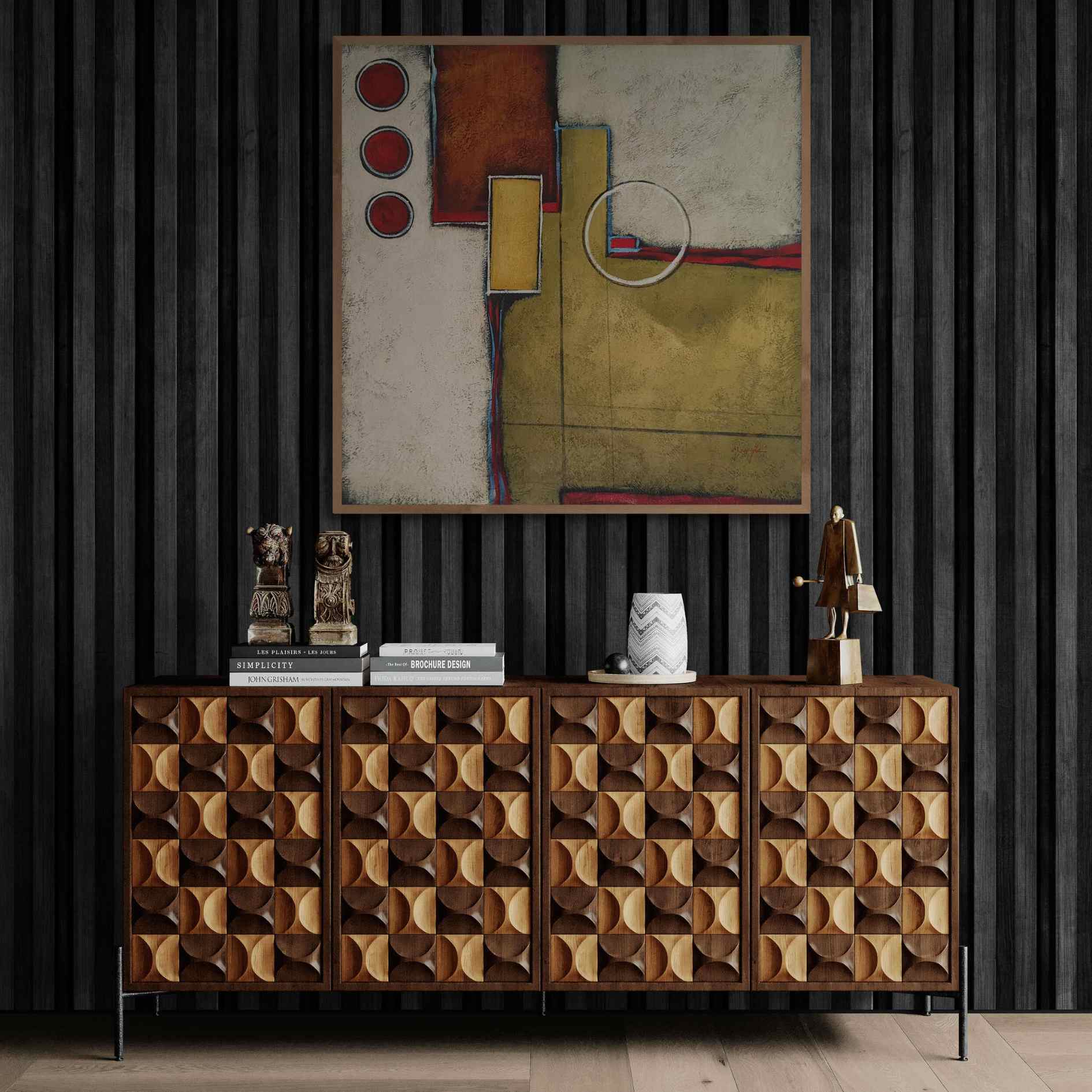 Pintura al óleo moderna lista para colgar en pared