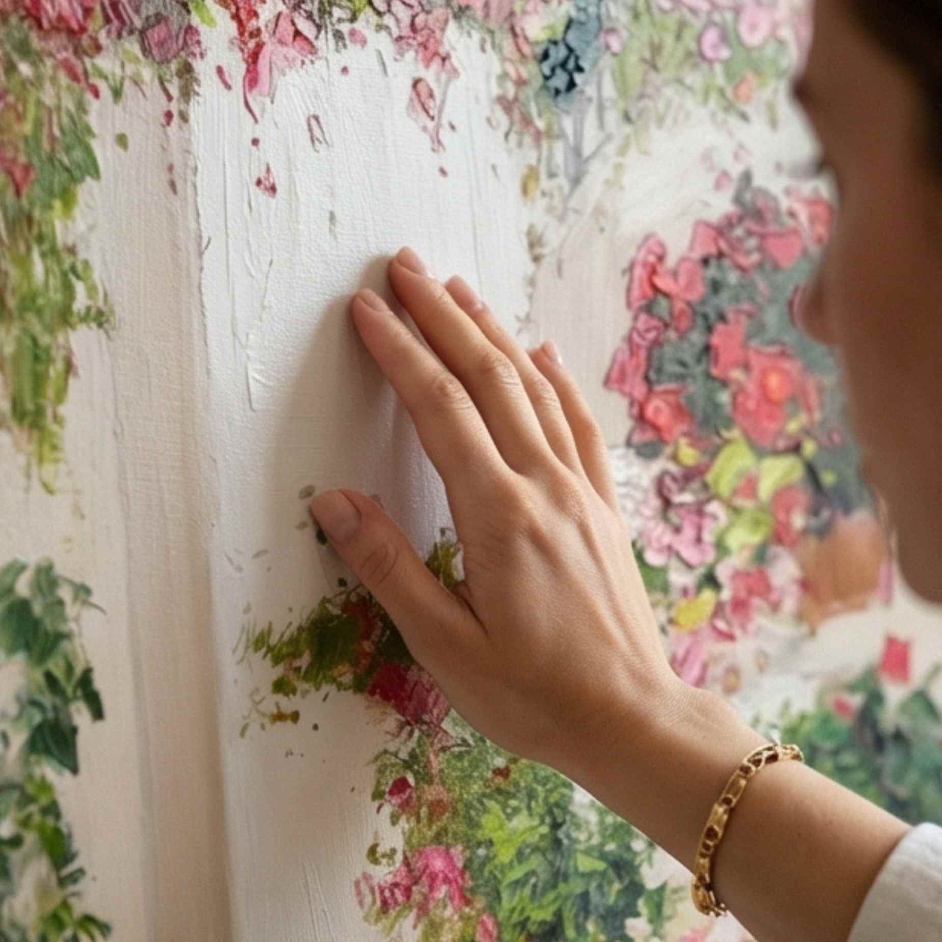 cuadro decorativo patio mediterraneo luminoso con plantas 